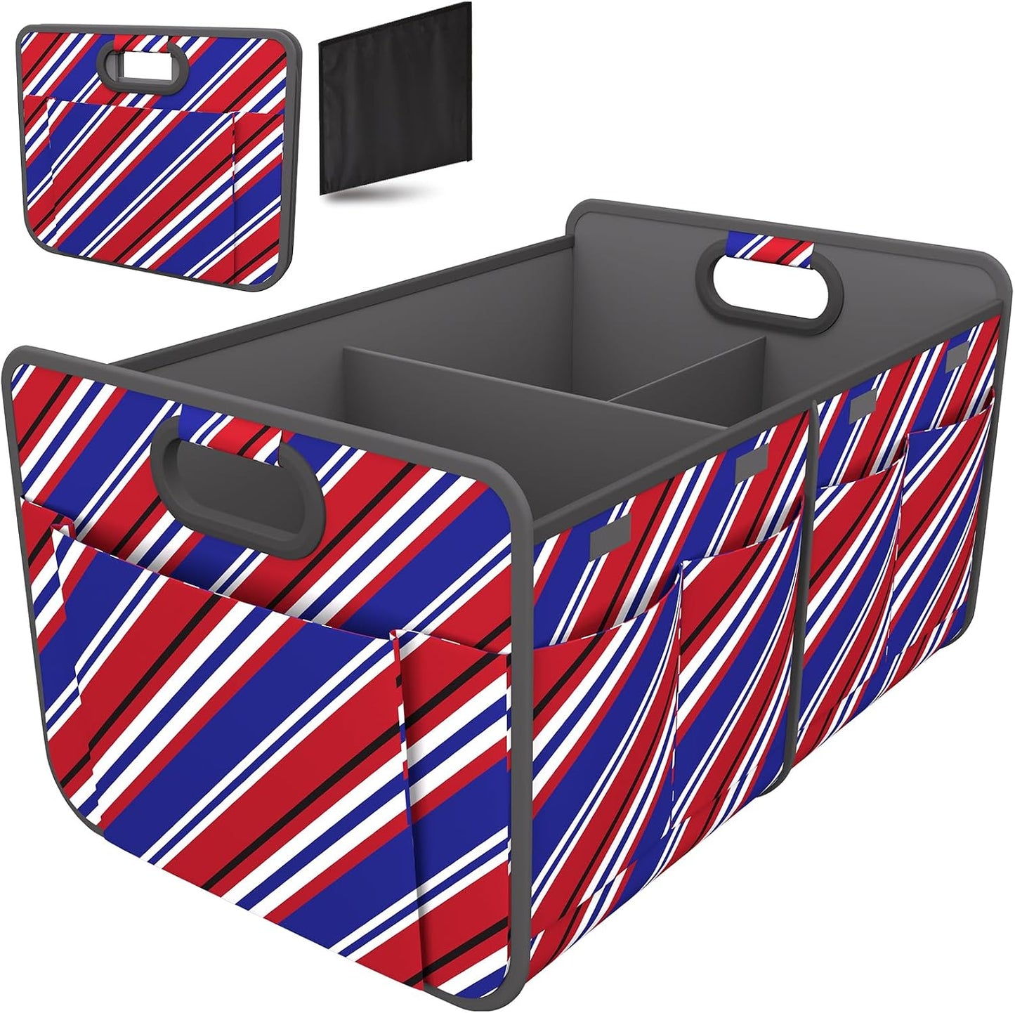 Homeve Car Trunk Organizer for SUV, 18.5Gal Large Capacity No-Sag Heavy Duty, Foldable Waterproof Anti-Slip Storage with 12 Pockets, Fit Sedan, Truck, Universal Car Accessories,Sunflower Leopard Print