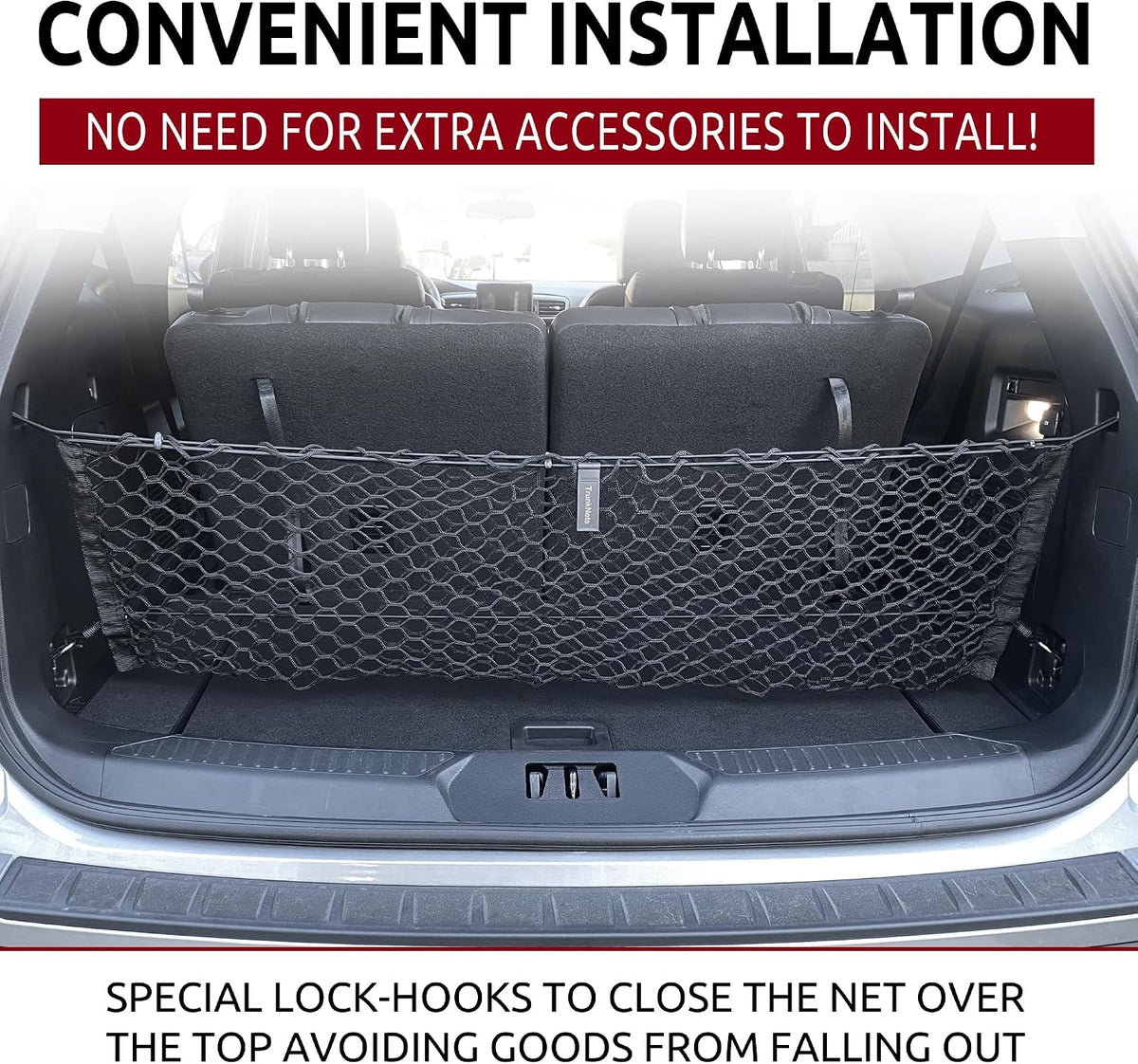 Envelope Style Trunk Mesh Cargo Net for Ford Explorer Base ST XLT 2020-2024 - Car Accessories - Premium Trunk Organizers and Storage - Cargo Net for SUV - Vehicle Carrier Organizer for Ford Explorer