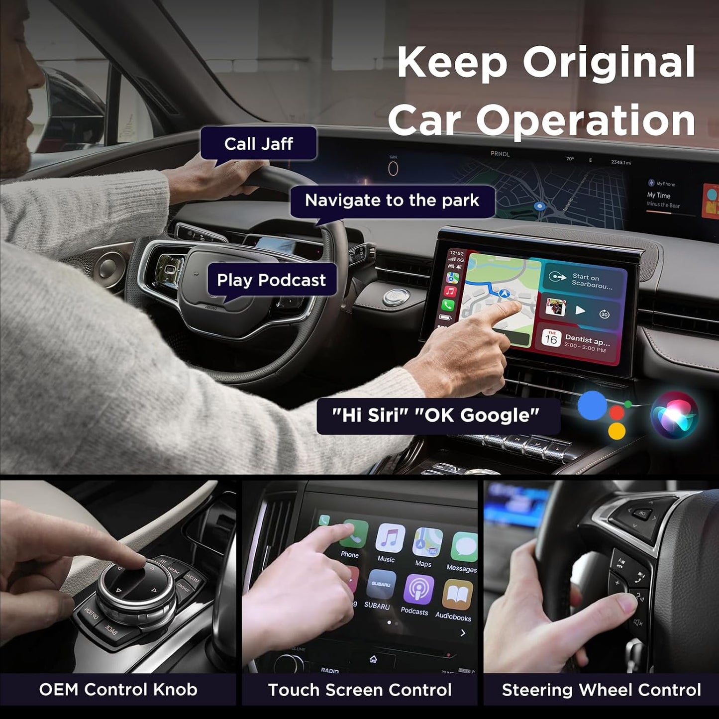 MSXTTLY 2in1 Wireless Carplay Adapter Android Auto Wireless Adapter, Mini USB Small Dongle Fast Auto Connect, Car Play Adapter for Apple iPhone iOS & Android 11+, OEM Wired Car Model 2017+(Black)