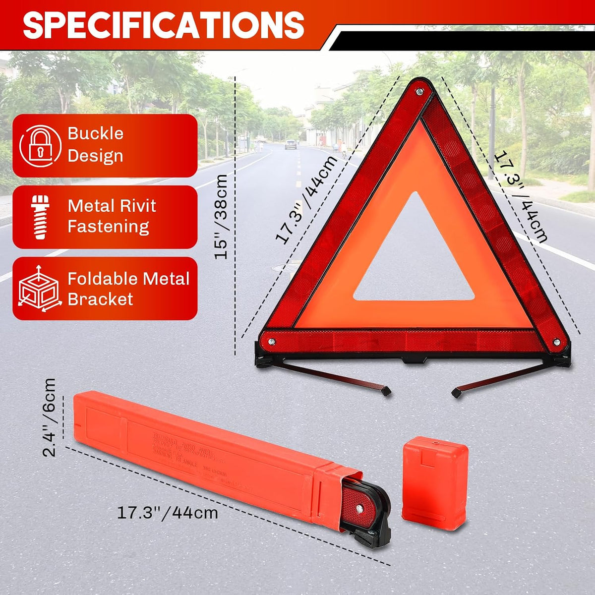 Emergency Warning Triangles 3 Pack Reflective Warning Triangle