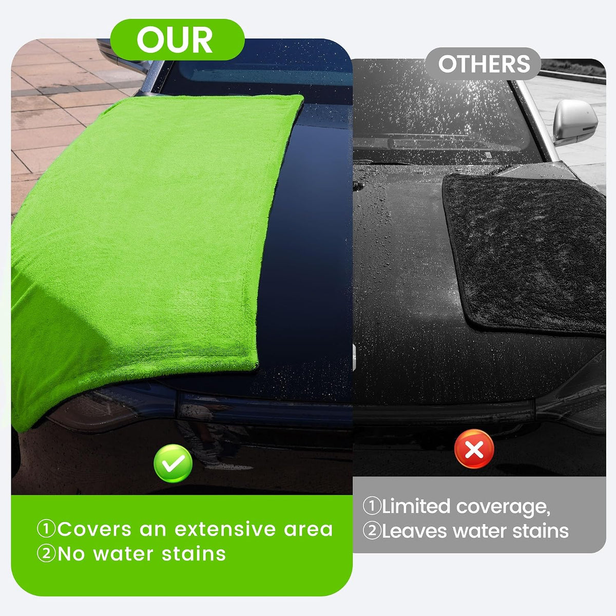 PUGPIU 1400GSM Microfiber Car Drying Towel Detailing Extra Large 48"x24"