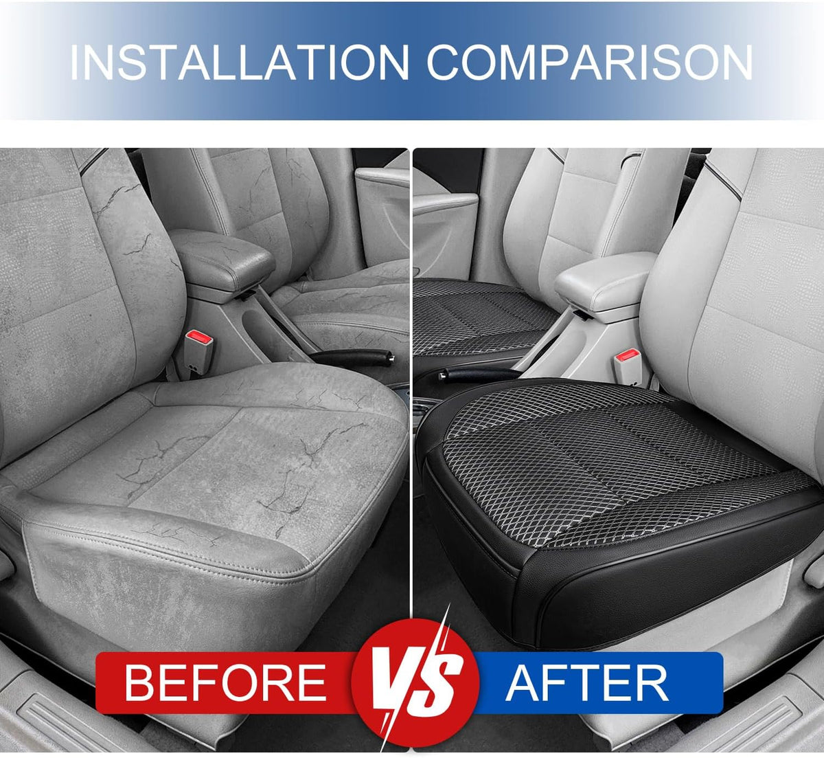 2 Pack Black Ventilated Bottom Car Seat Cover, 3D Air Mesh Breathable Front Leather Car Seat Protectors, Universal Fit Automotive Comfortable Seat Cushion with Storage Pocket for Car Truck SUV