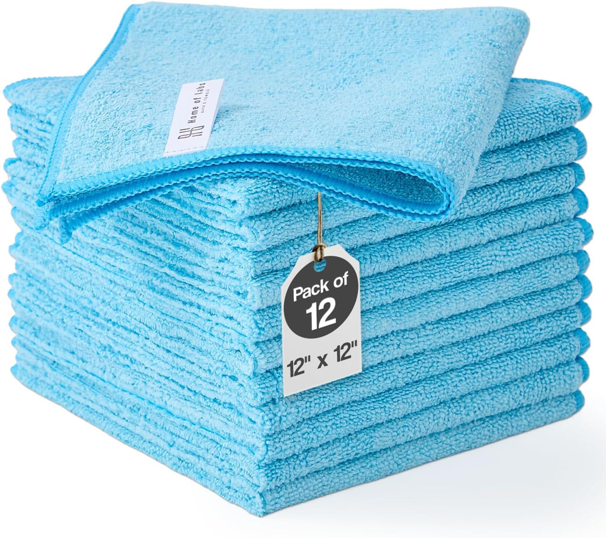 Microfiber Cleaning Cloth 24 Pack, 12x12 Inch Lint Free Streak Free Towels, Ultra Absorbent Cleaning Rags for Cars, Auto Detailing, Kitchen & Windows (24, Green)