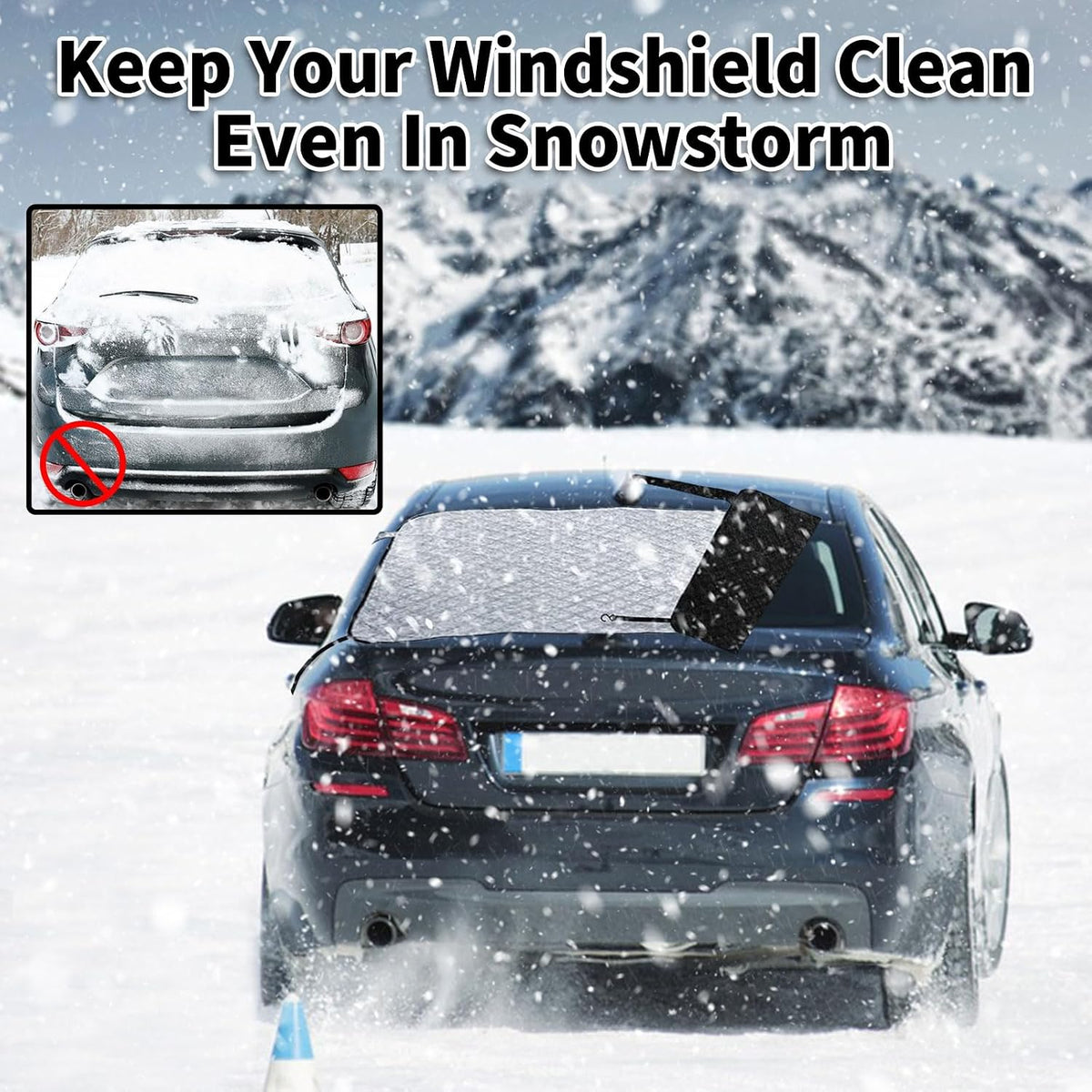 AYAMAYA Rear Windshield Frost Cover Guard - Magnetic Car Back Window Cover Protector for Ice and Snow with 4-Layer All Weather Protection for Cars, Sedans Rear Window Automotive Accessories