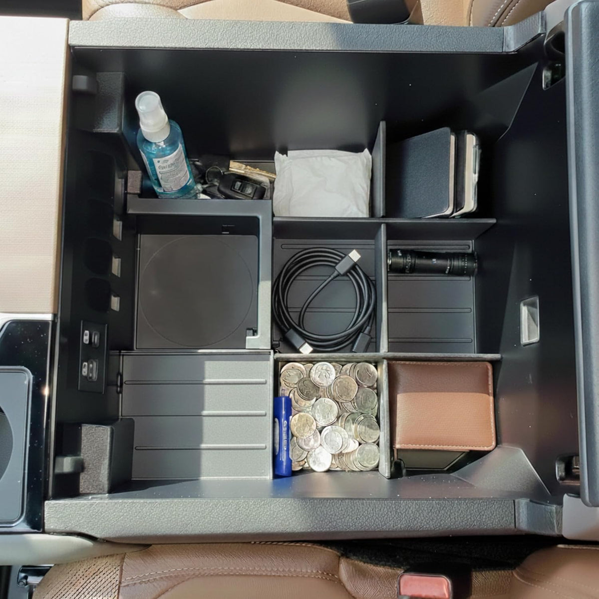 Vehicle OCD - Center Console Organizer for Toyota Tundra (2022-2026) / Toyota Sequoia (2023-2026) – Made in USA - NOT Compatible with Center Console Safe - SLX178