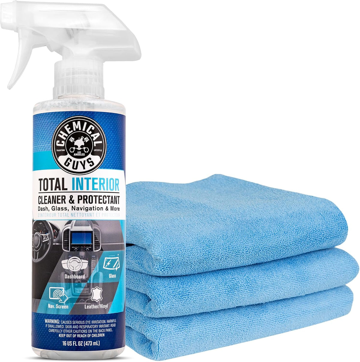 Chemical Guys, Total Interior Cleaner & Protectant with 3 Microfiber Towels