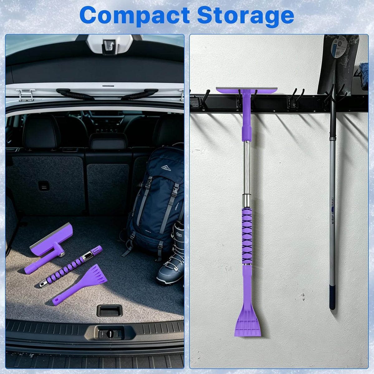 48 in Extendable Snow Brush and Ice Scraper for Car Windshield, Purple