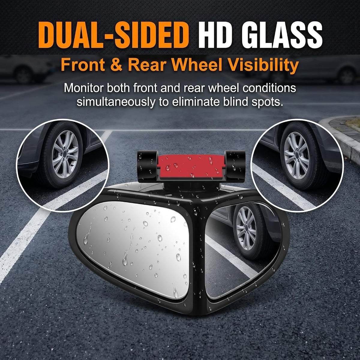 2 PCS Car Blind Spot Mirror, Double-sided 360 Degrees Adjustable Wide-angle Mirror, High-definition Reverse Auxiliary Accessories, for Most Cars (Black)