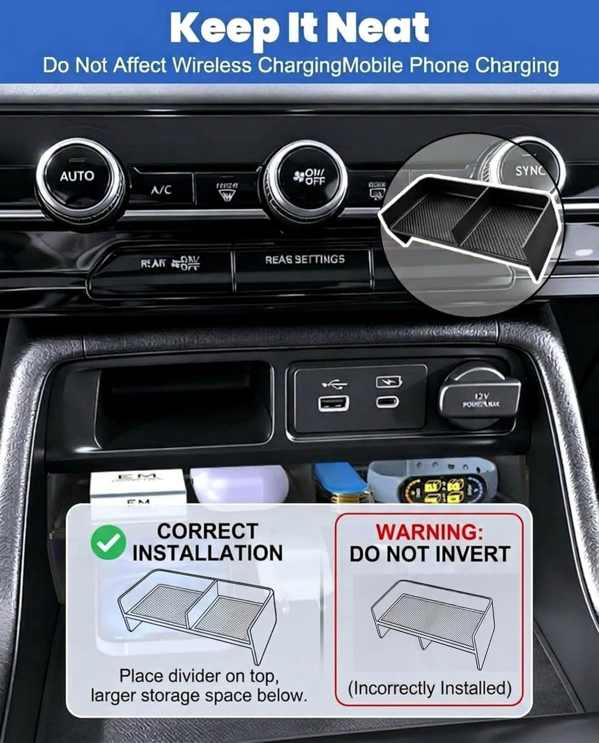 3PCS Center Console Organizer Set Accessories Compatible with Honda Pilot 2023–2026 & Honda Passport 2026 – Includes Dash Tray, Hidden Storage Box & Center Console Divider, Keep Your Cabin Neat