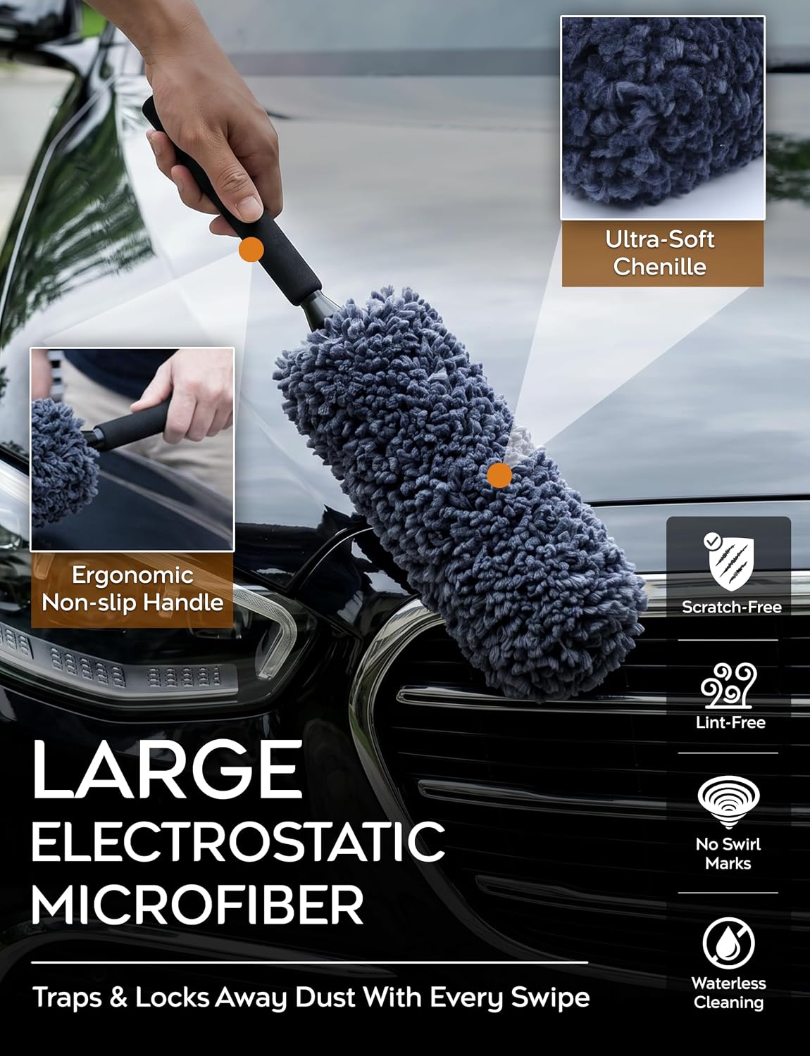 TAKAVU Car Duster Kit, Ultra Soft Microfiber, Lint & Scratch Free