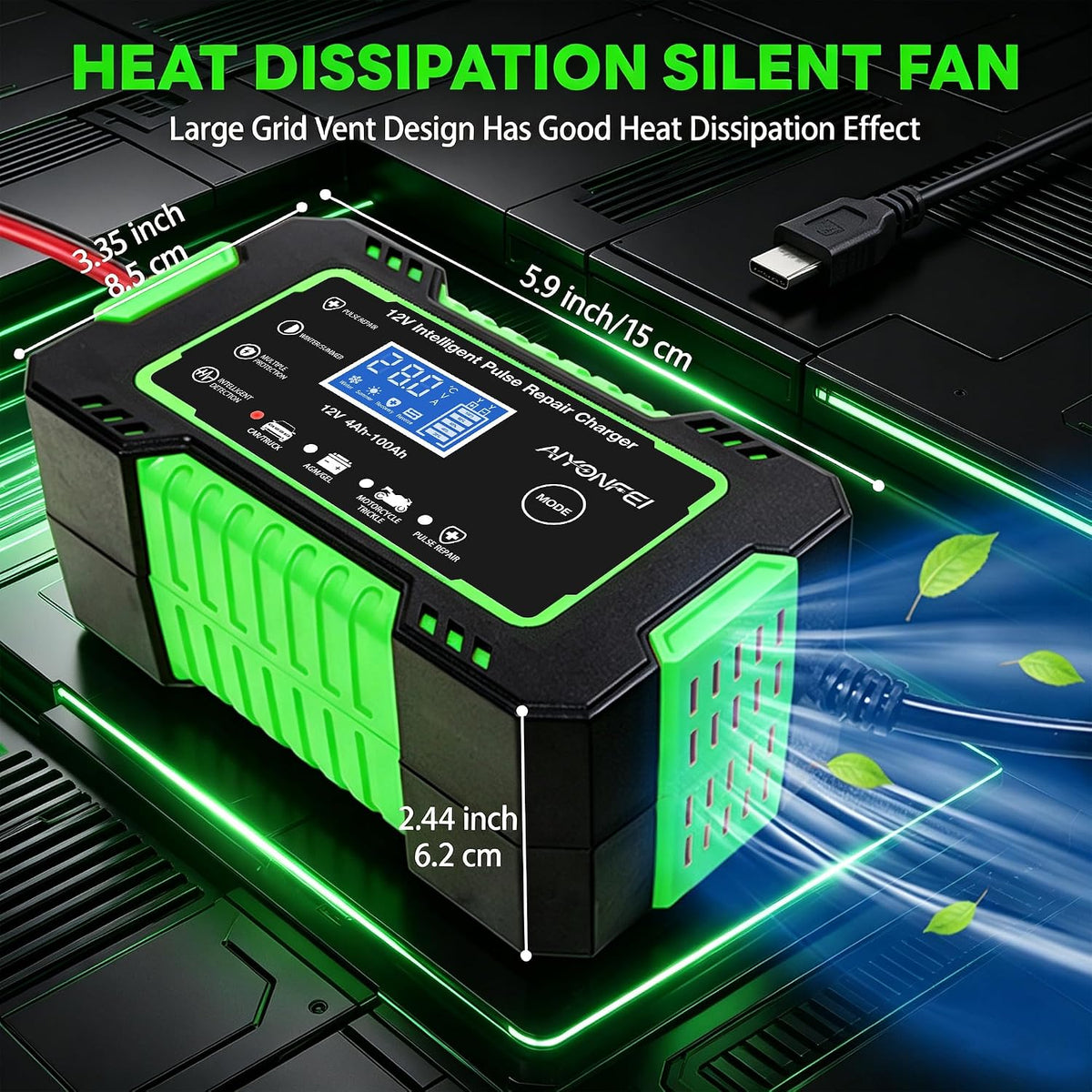 Car Battery Charger 12V 6A Smart Trickle Charger Fully Automatic