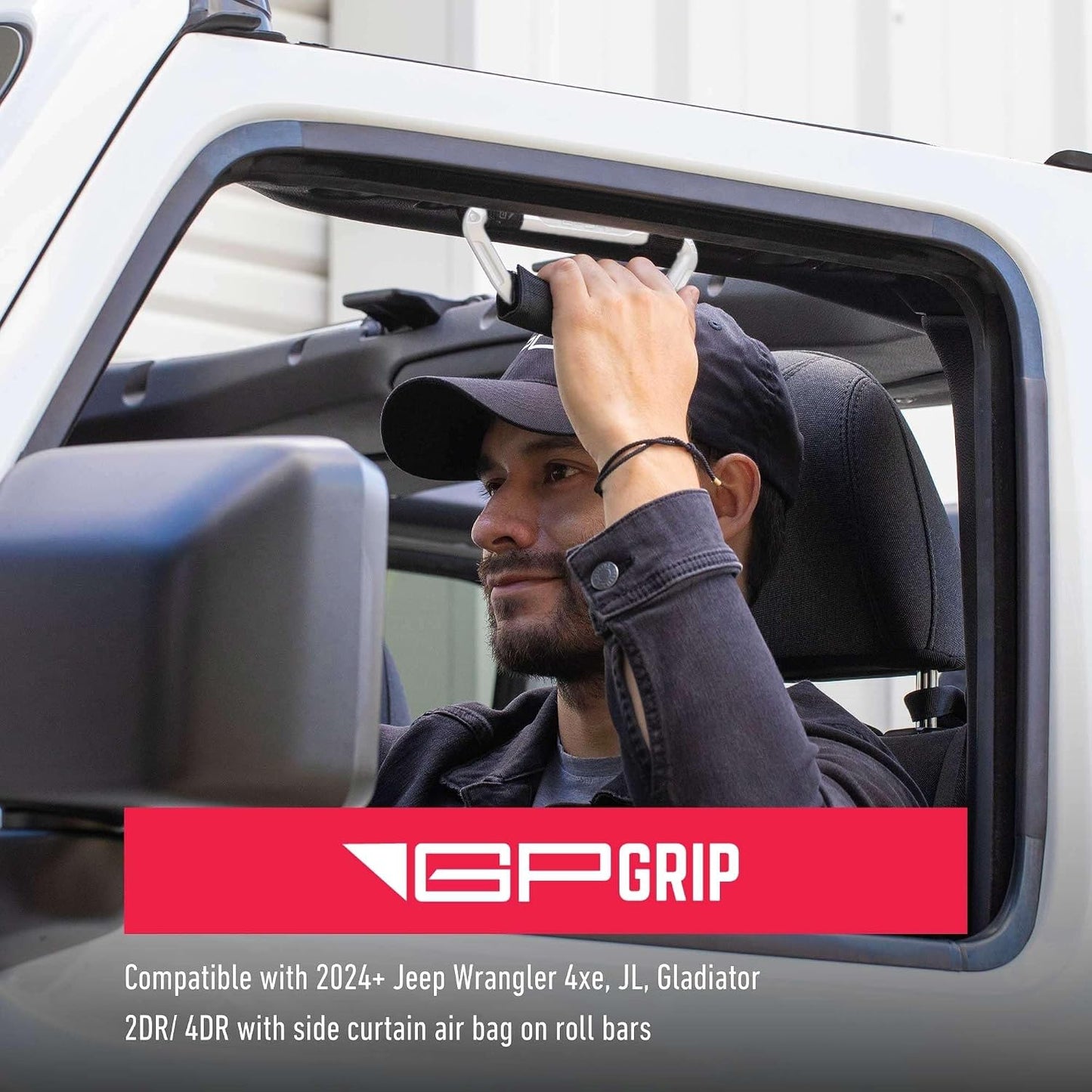 GPCA GP Grip Air Grab Handles Designed for 2024, 2025, 2026 Jeep Wrangler JL, JT & Jeep Gladiator 4xe w/Airbag Compatible - Aero-Grade Aluminum, Patented Foldable Design, Easy Installation