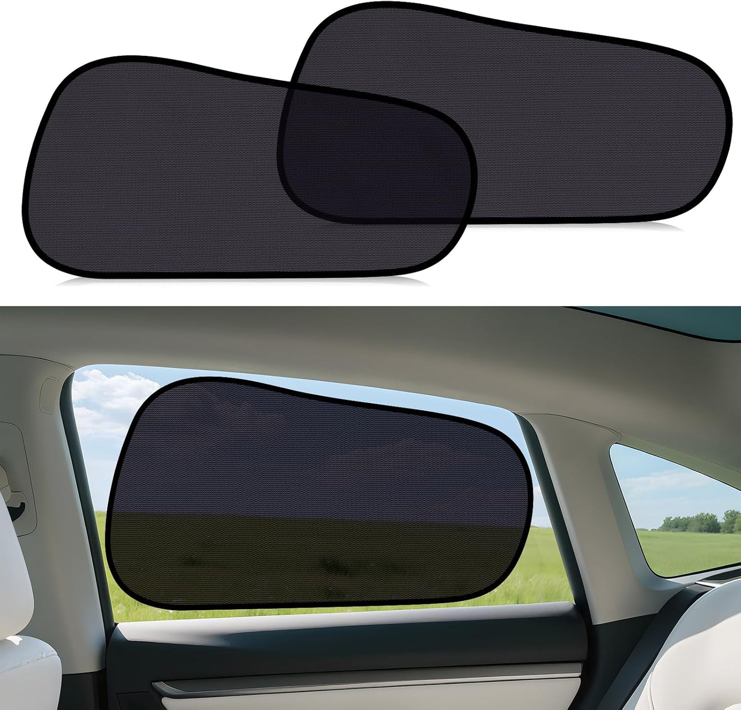 ZATOOTO Tesla Model Y Window Shades for Rear Window Sun Shade Semi Transparent Static Cling | Custom Fit 2020-2024 | 95% UV & Heat Block | Privacy Protection | No Adhesive, Tool-Free Install