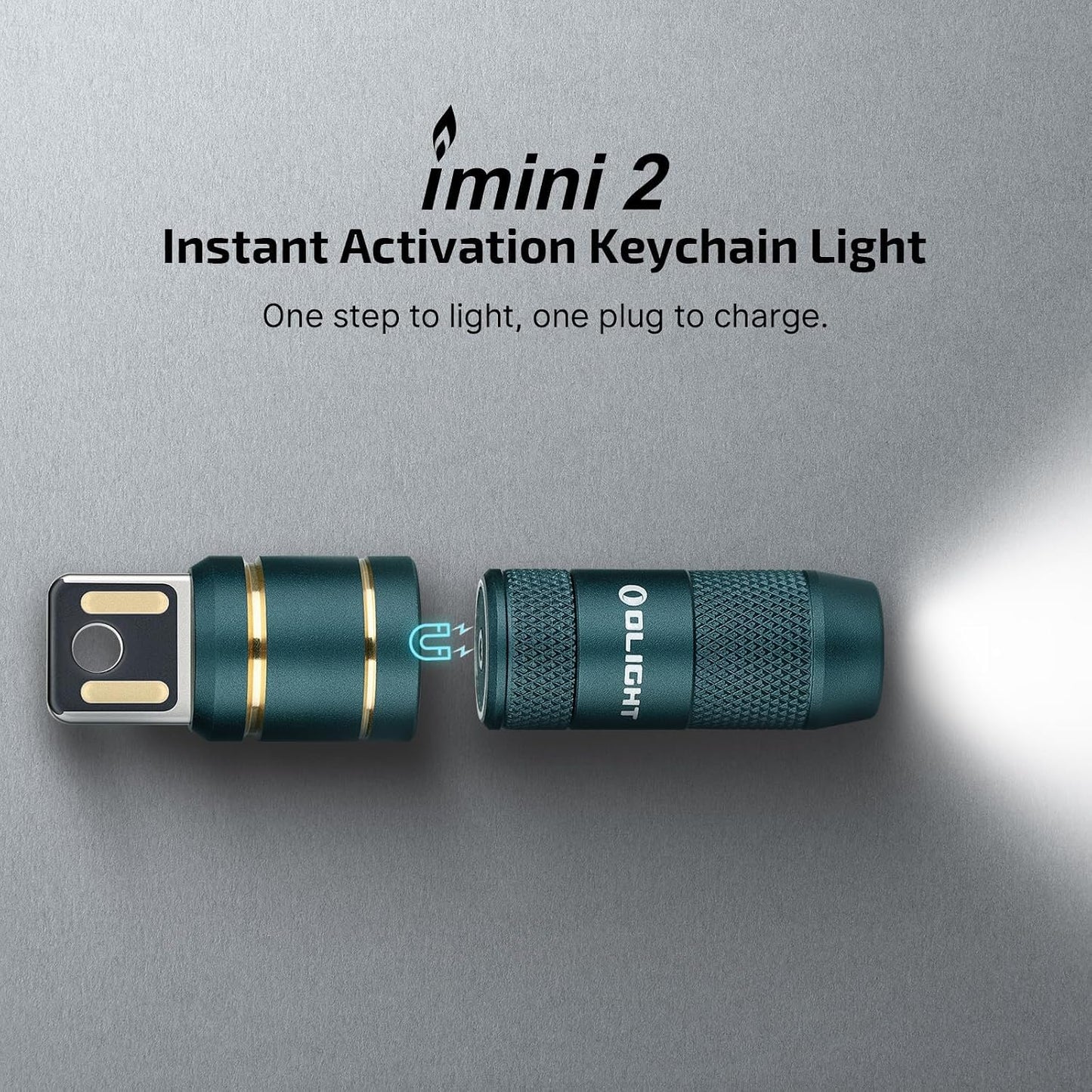 OLIGHT 2 Pack IMINI 2 EDC Rechargeable Keychain Flashlight, 50 Lumens Compact and Portable Mini LED Keyring Lights with Built-in Battery Ideal for Everyday Carry and Emergencies（Black+Dream Blue）