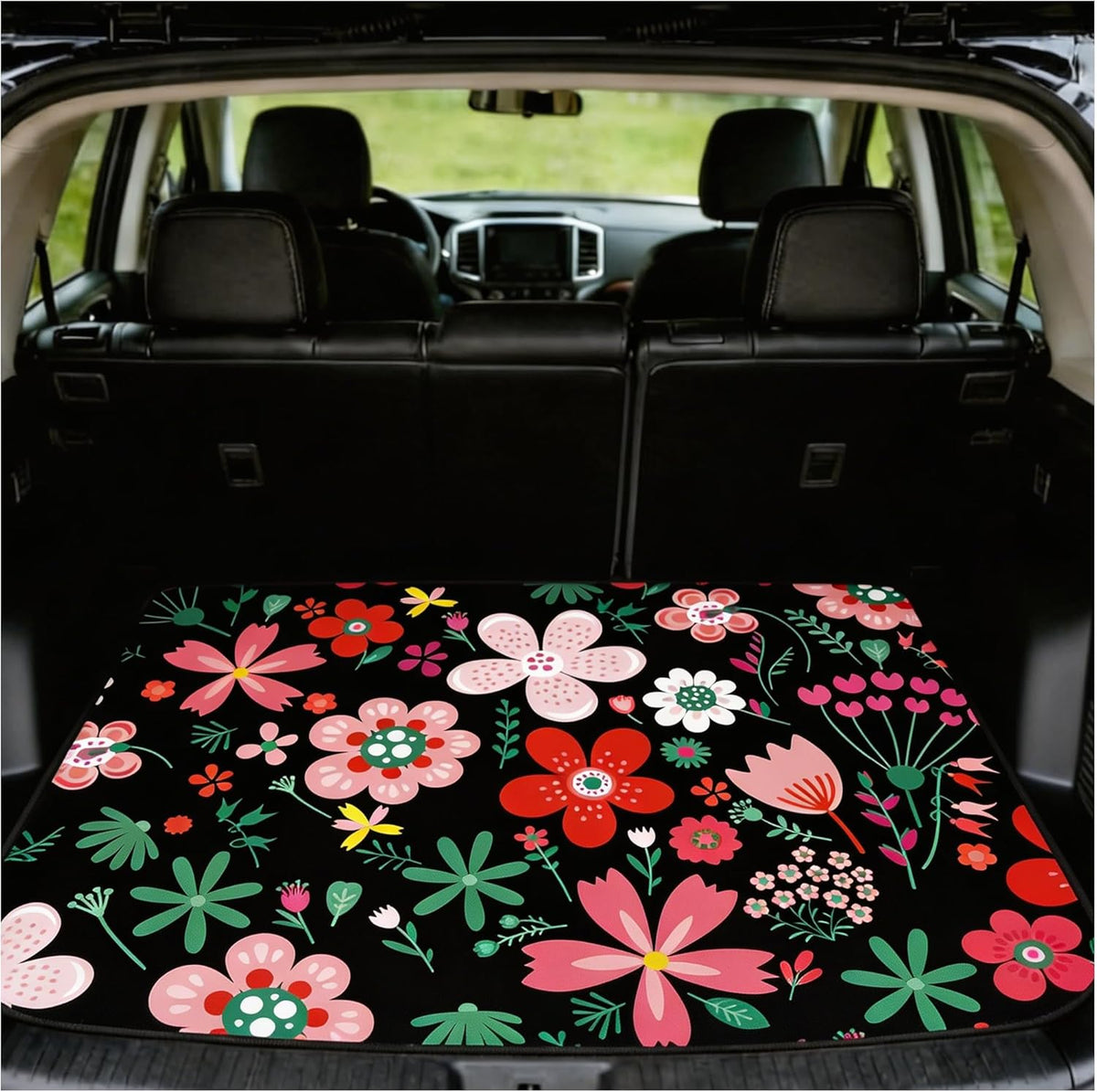Universal Car Trunk Mat 29" x 39",Multicolor Floral,Butterfly Etc,Anti-Slip Easy to Clean, Trunk Protective Mat, Sporty Vehicle Interior Accessories Suitable for Most Car Models.
