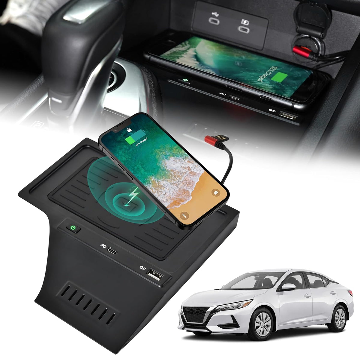 Phone Wireless Charger for 2020-2024 Nissan Sentra S, SV, SR