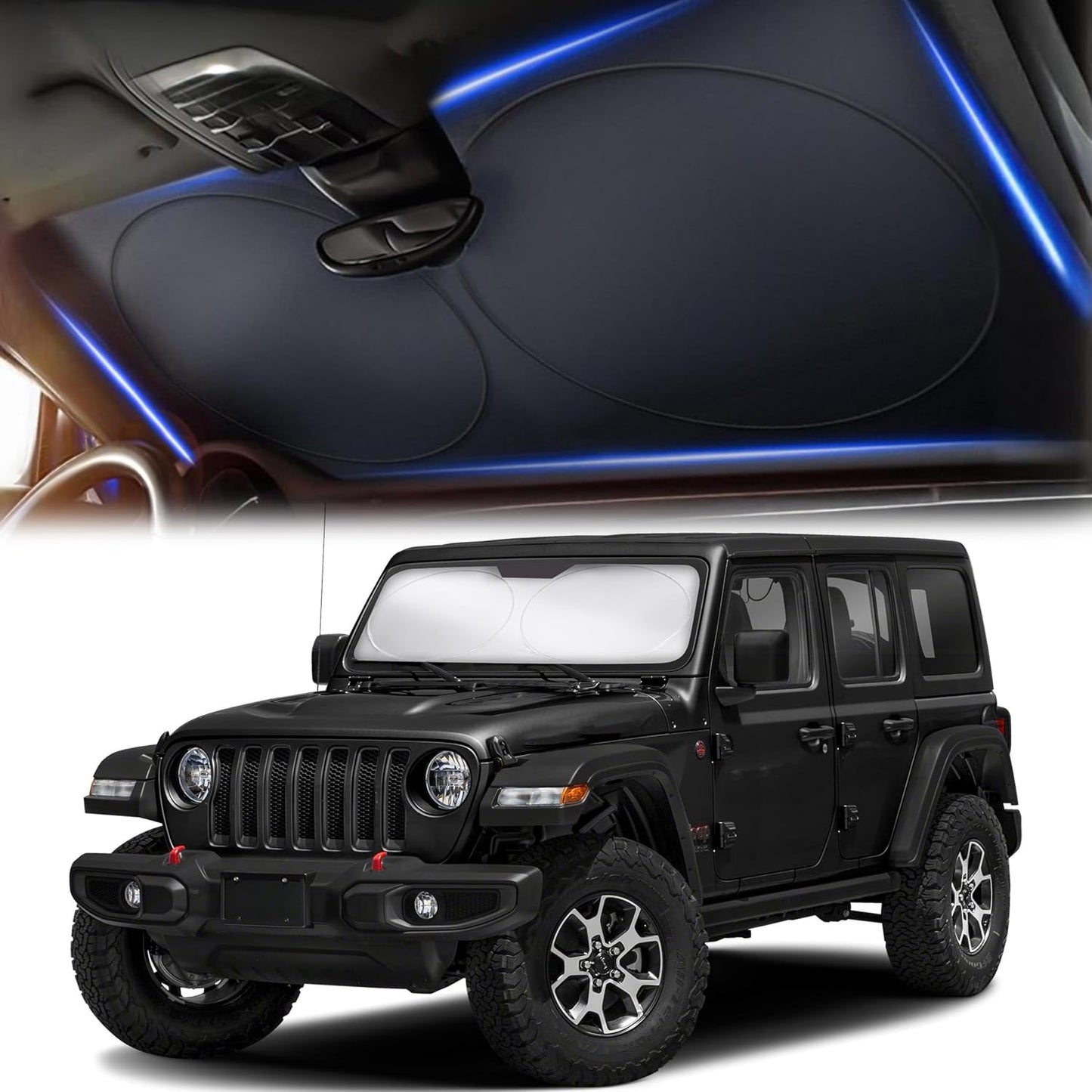 Autovir Windshield Sun Shade, Foldable Car Window Shades, 280T Visor Shade