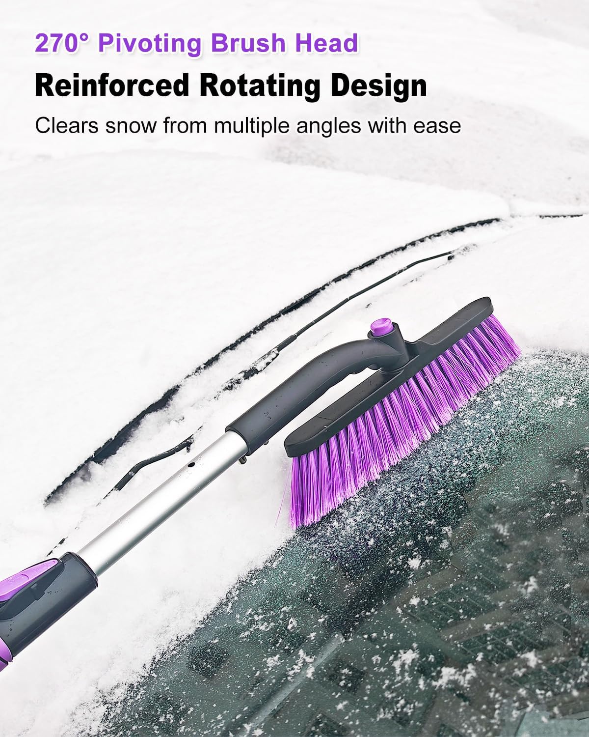 HEEYA Ice Scraper with 12.6 Inch Large Brush Head, Snow Brush for Car