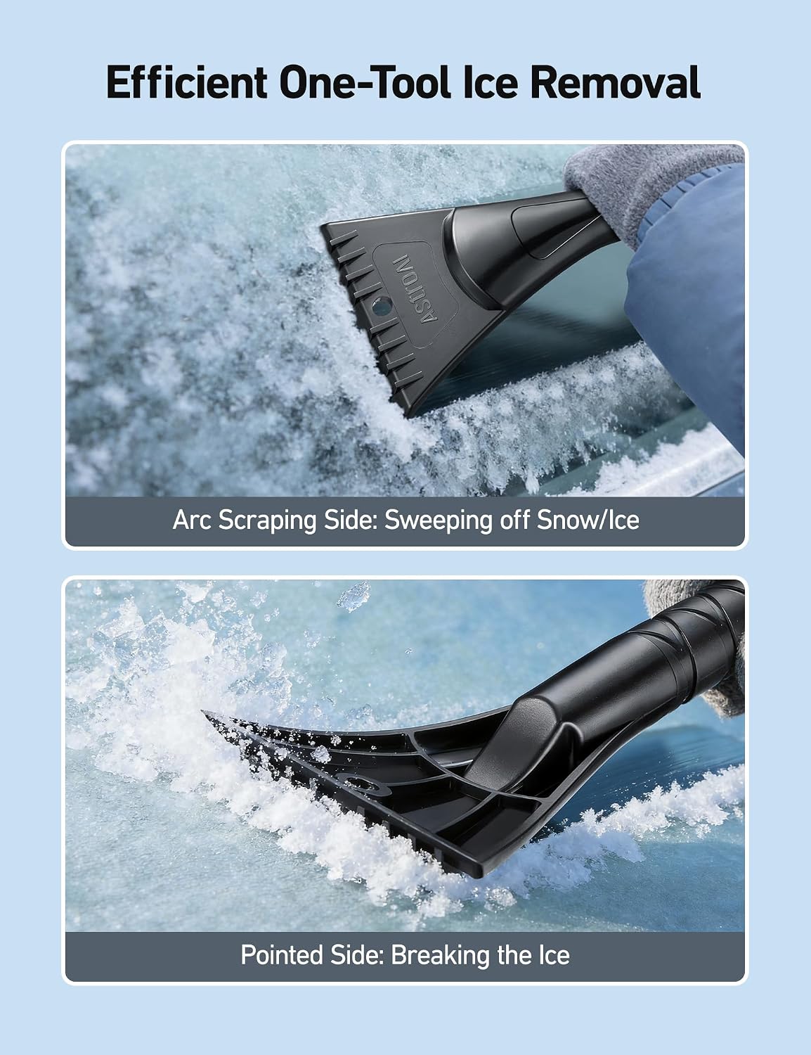 AstroAI 46" Extendable 3-in-1 Snow Brush & Ice Scrapers for Car Windshield