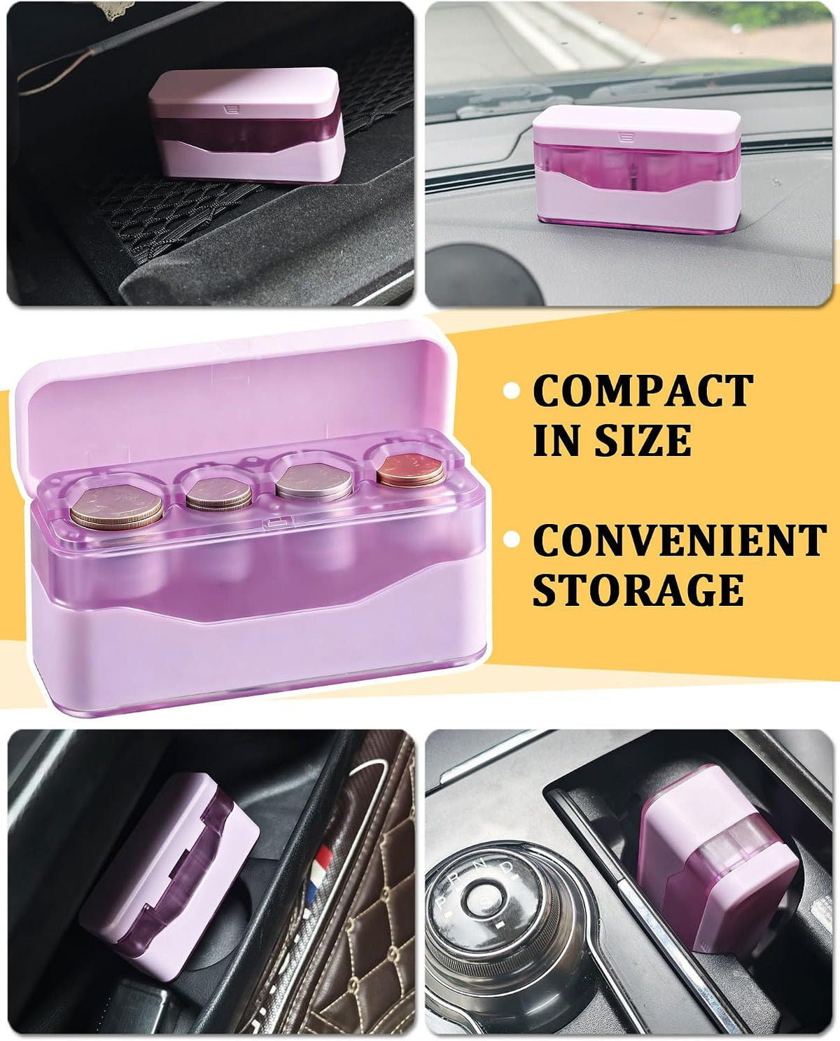 Larger Capacity Coin Holder for Car, Compact Portable Change Coin Organizer