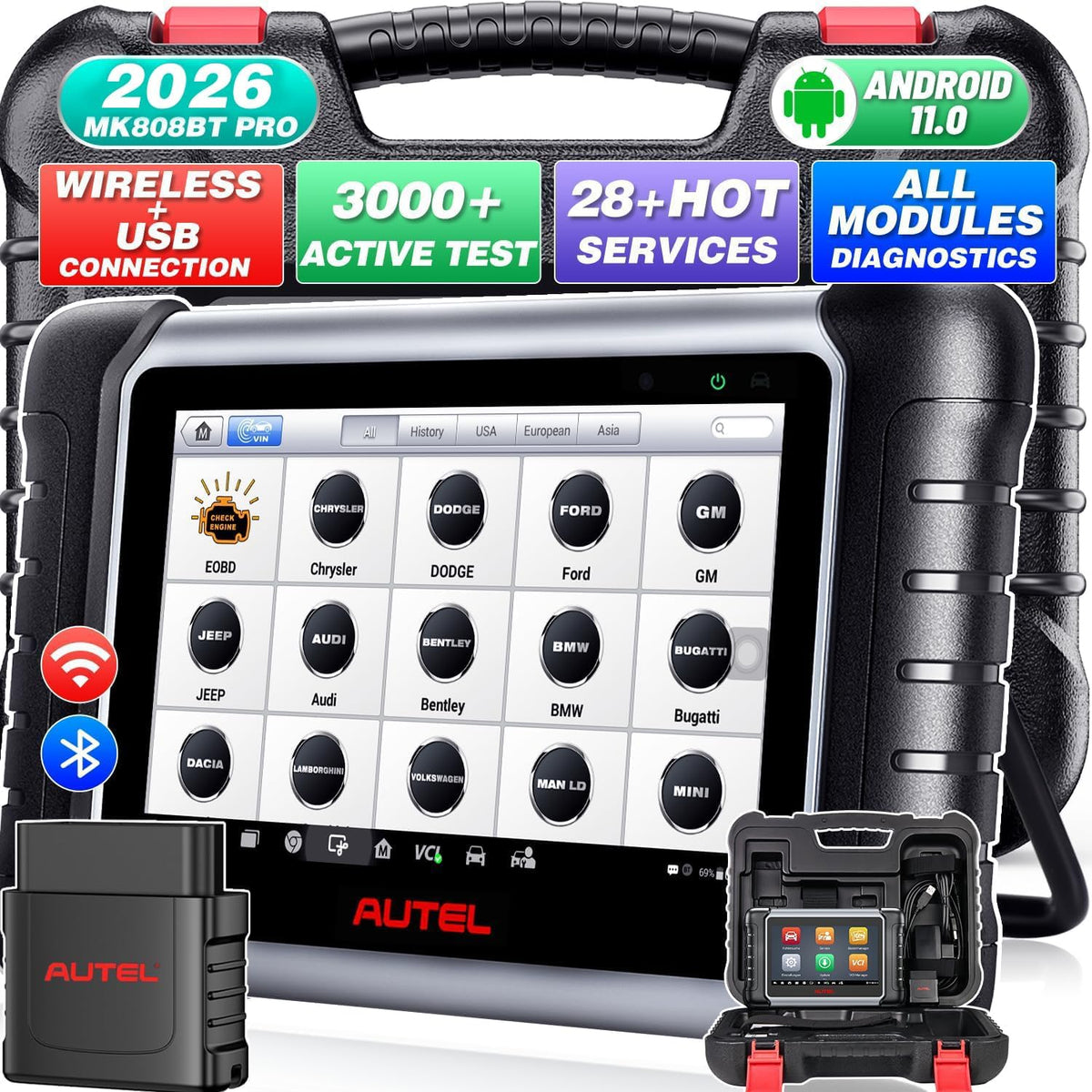 Autel MaxiCOM MK808BT PRO Scanner, V2.0 Bidirectional Diagnostic as MK900BT
