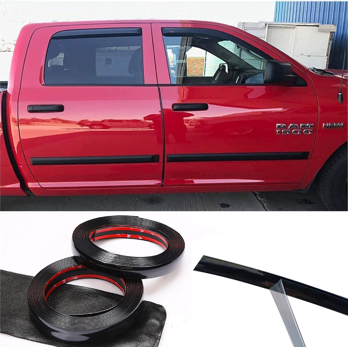 Glossy Black Car Exterior and Interior Molding Trim Universal Bumper Window Door Body Side and Household Furniture Surfaces Decorative Strip Scratch-Proof (Width: 5/16inch (8mm), Length: 25Ft)
