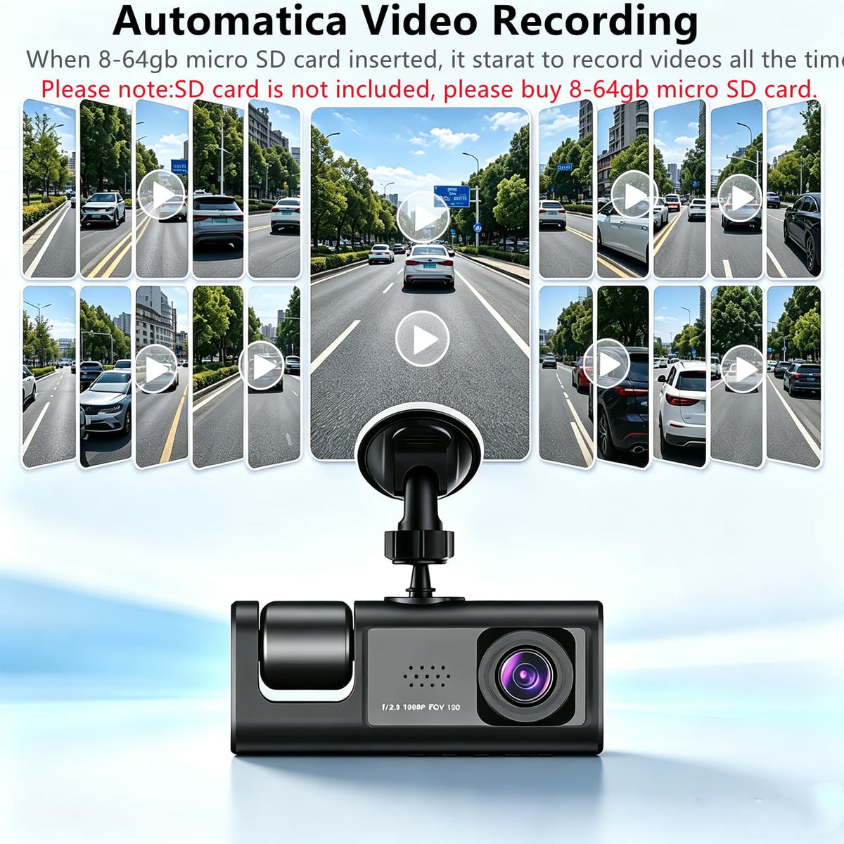 2K Dash Cam Front and Rear Inside Dash Camera for Car Security Video Recorder, Car DVR Dashcam 2'' Screen Loop Recording, HDR, G-Sensor, Night Vison
