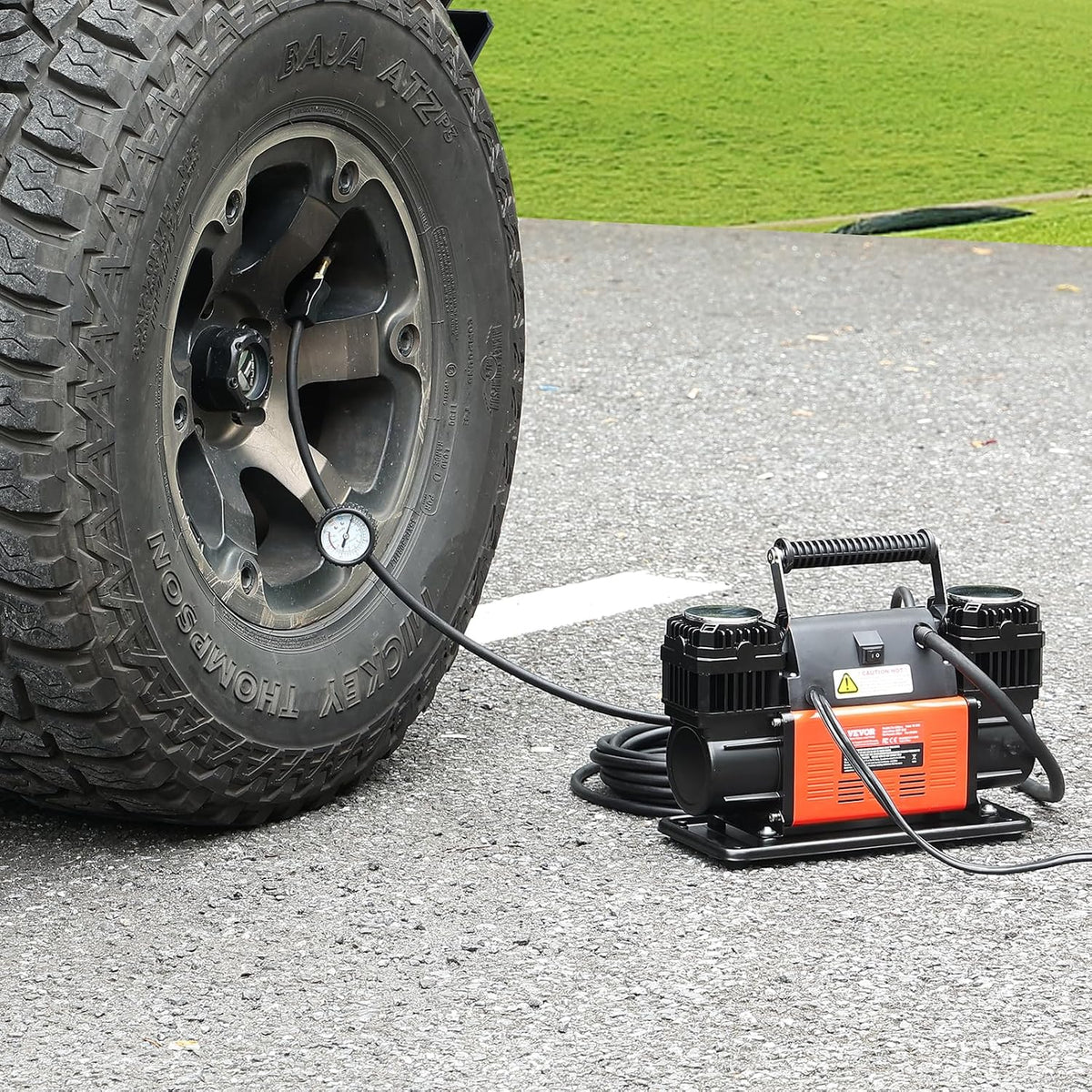 VEVOR 10.6 CFM Heavy Duty Air Compressor, 30s Fast Inflation | 1080W Dual-Cylinder Portable Tire Inflator, 12V 150PSI Offroad Air Pump with Adapters for Trucks Car SUV 4 x 4 Vehicle RV