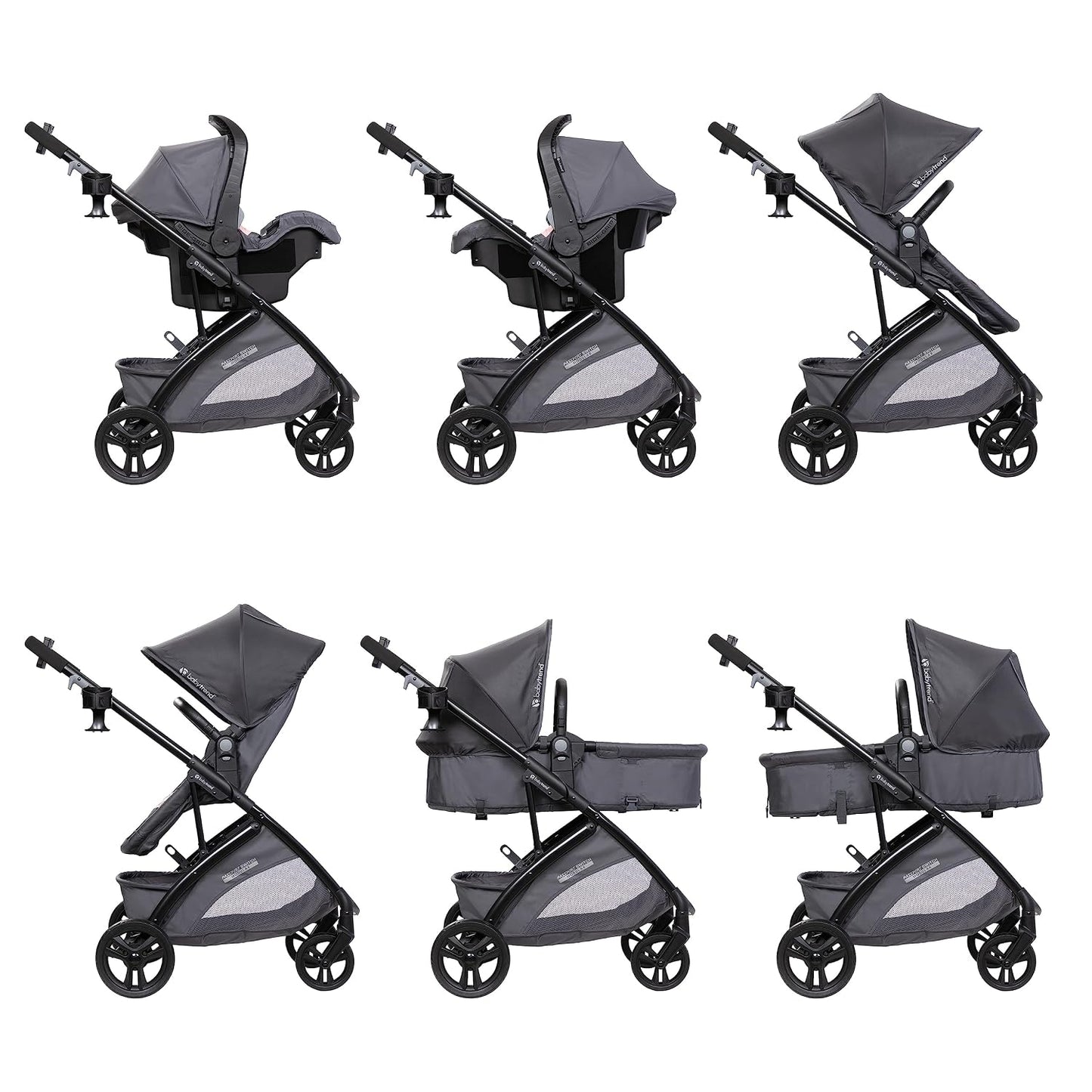 Baby Trend Passport® Switch 6-in-1 Modular Stroller Travel System with EZ-Lift™ Plus Infant Car Seat, Dash Pink