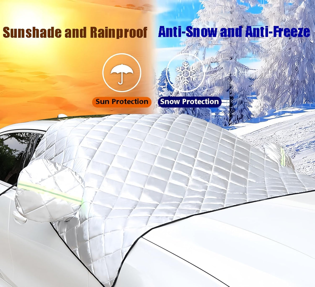 Car Windscreen Covers for Buick Excelle 2018-2023 Car Frost Windscreen Cover with Side Wing Mirror Cover Car Windshield Snow Cover Against Snow Frost UV Dust B 245 * 145(Normal/A 230 * 145)