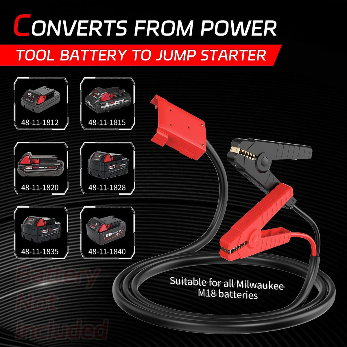 Jumper Cables for Milwaukee M18 18V Battery,6FT 8AWG Booster Cable