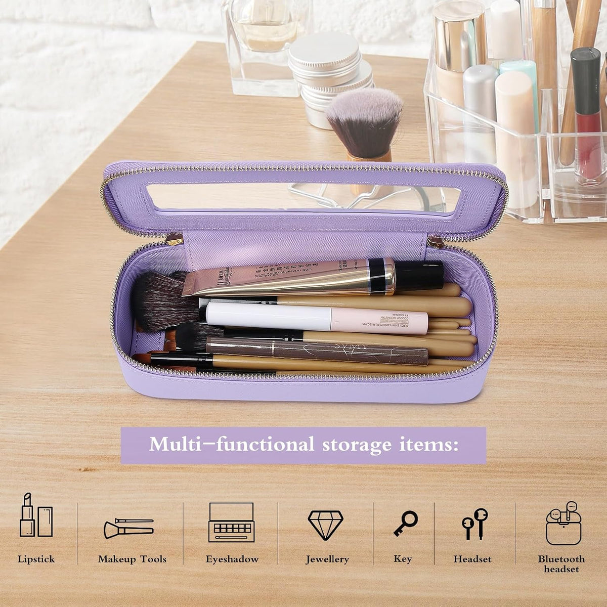 Pinkmik Makeup Brush Case, Purple, Slim