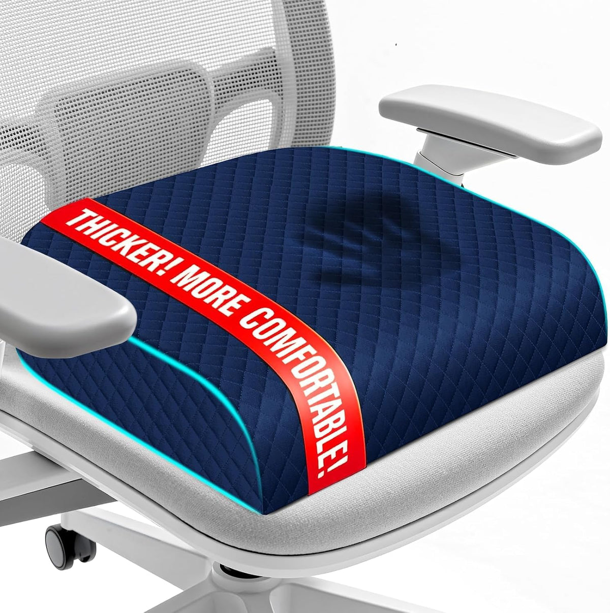 Seat Cushion, Office Chair Cushion, Chair Pad, Large, Black, Large
