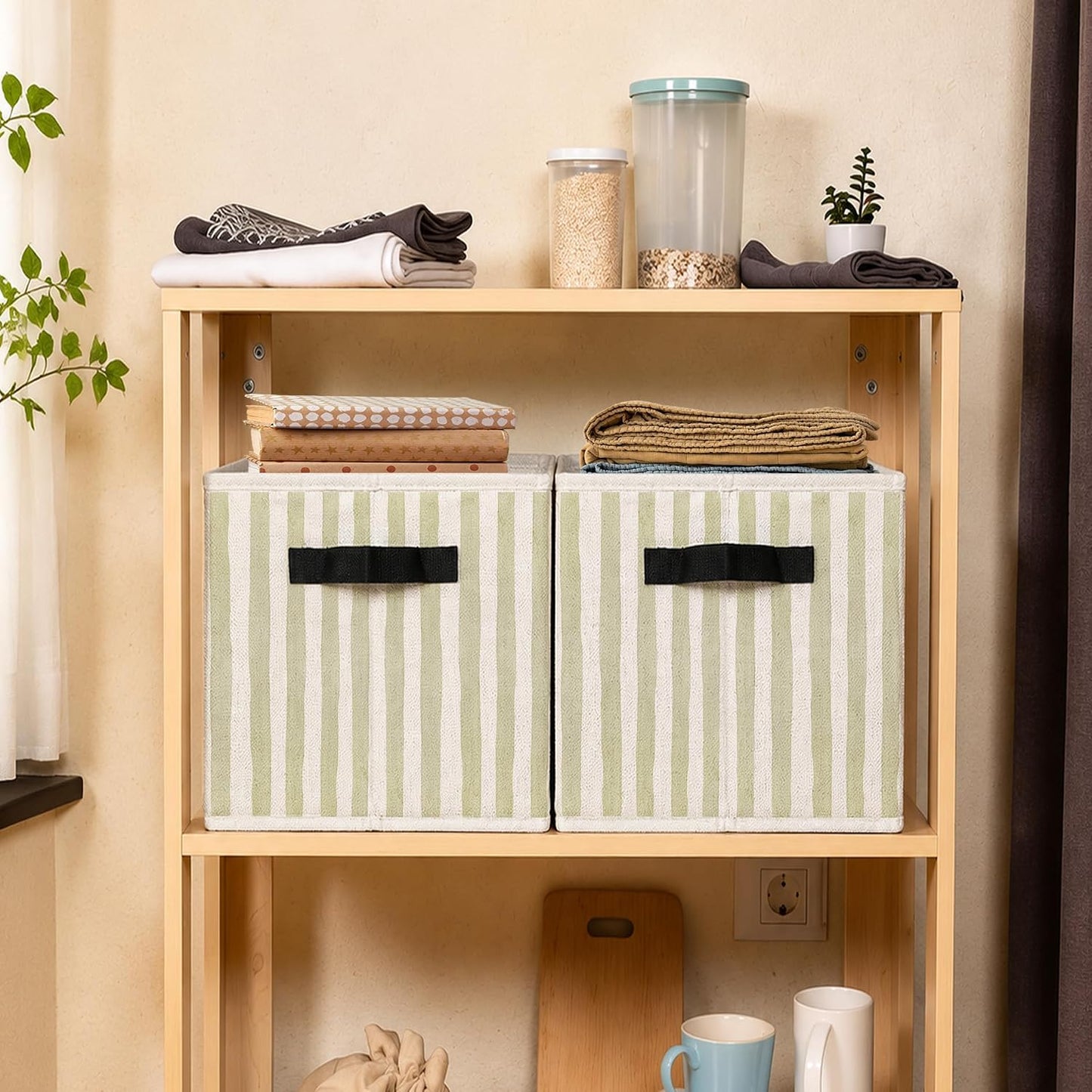 Dinosaur Car Boy Nursery Storage Bins with Handles | Dinosaur Racing Car Green Striped Foldable Collapsible Storage Basket Organizer for Kids Room Bedroom Bathroom Books Clothes