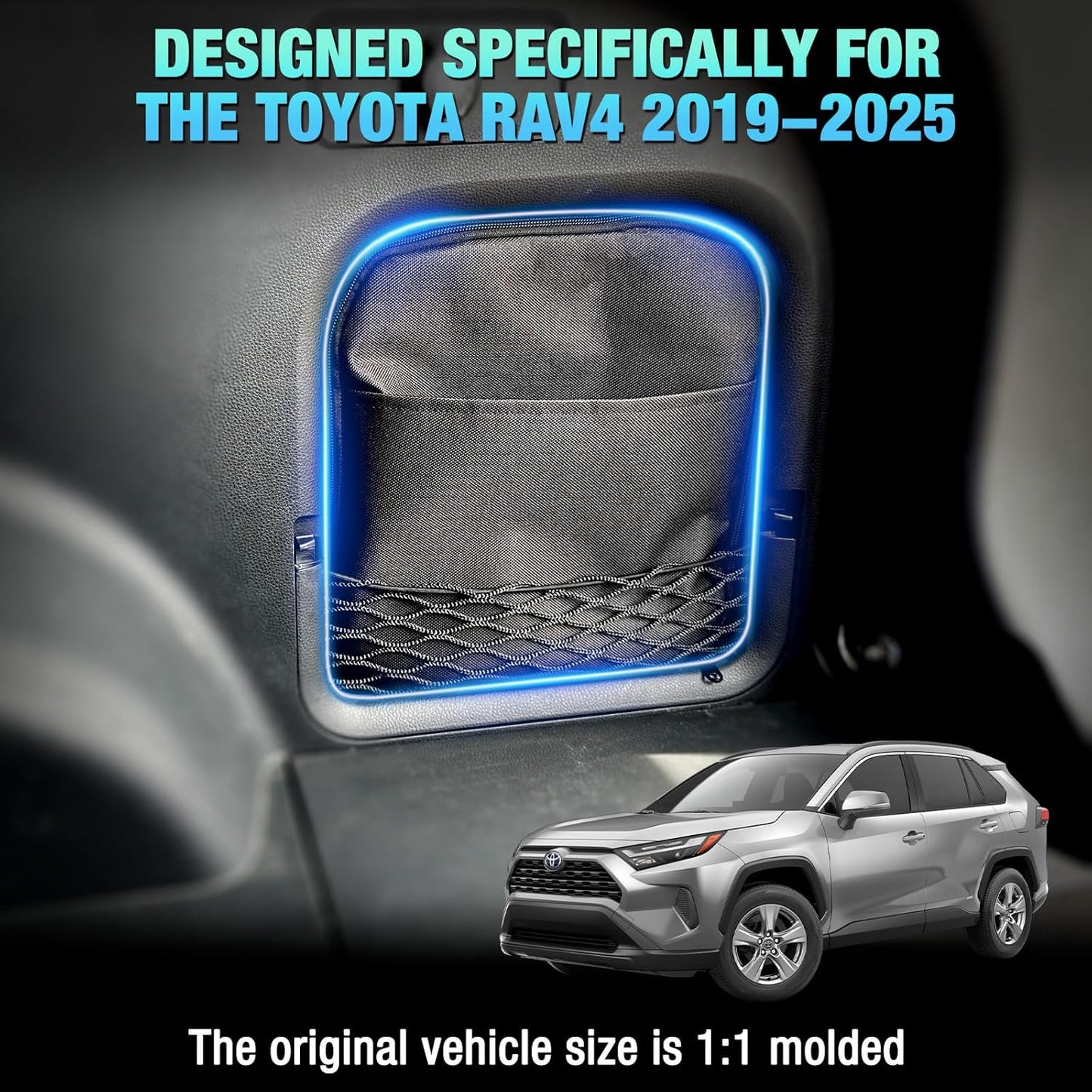 RAV4 Trunk Upgrade,Trunk Organizer Storage Bag,Black Cargo Side Pocket Organizer Fit For Toyota RAV4 Accessories 2025 2024 2023 2022 2021 2020 2019