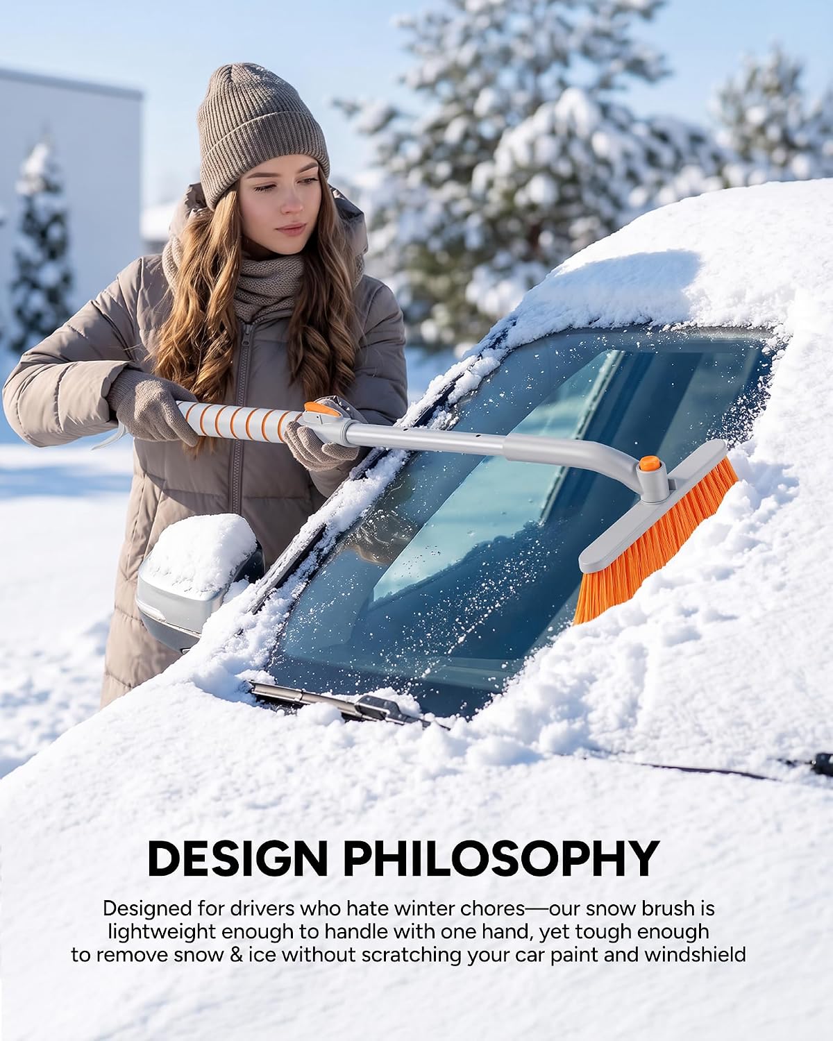 36.2" Snow Brush with Ice Scraper for Car, 3-in-1 Versatile Design