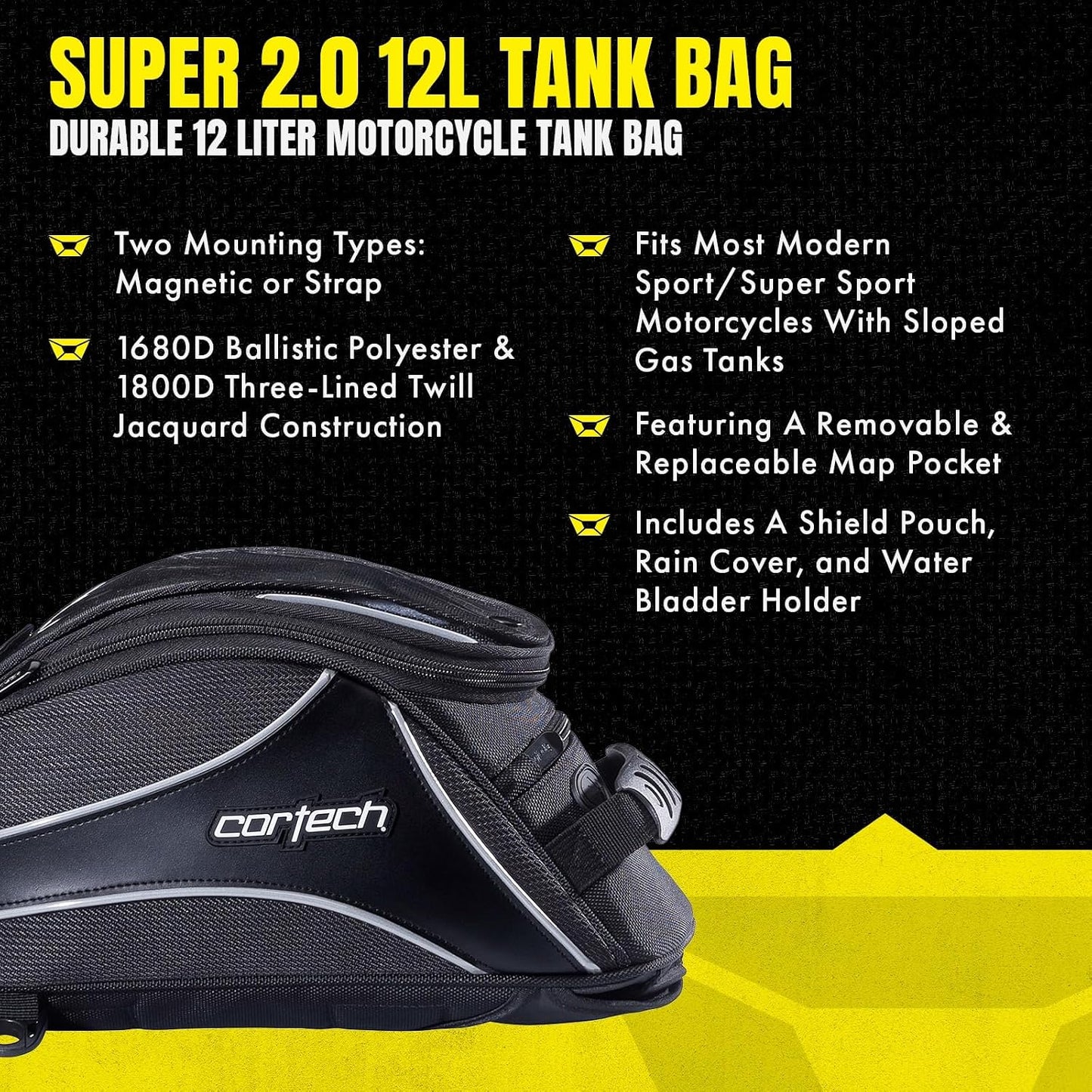 cortech Super 2.0 12L Motorcycle Tank Bag