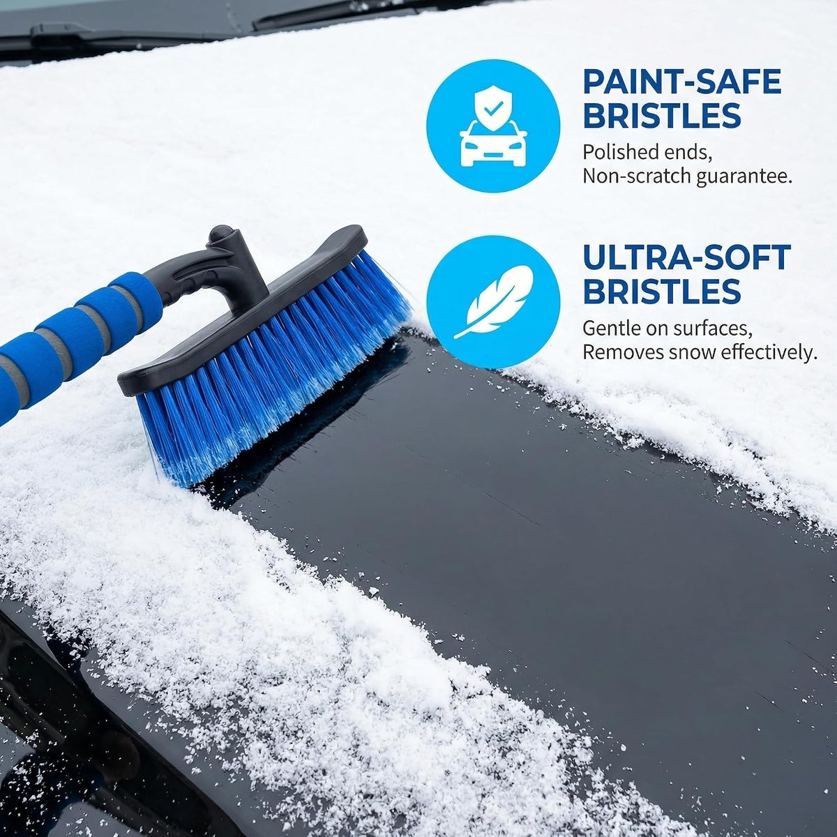 Snow Brush and Ice Scrapers for Car Windshield, 360° Pivoting Brush Head Detachable Snow Scrapers with Ergonomic Foam Grip;36inch Extendable Snow Brushs for SUV and truck SUV,Blue,Car Accessories