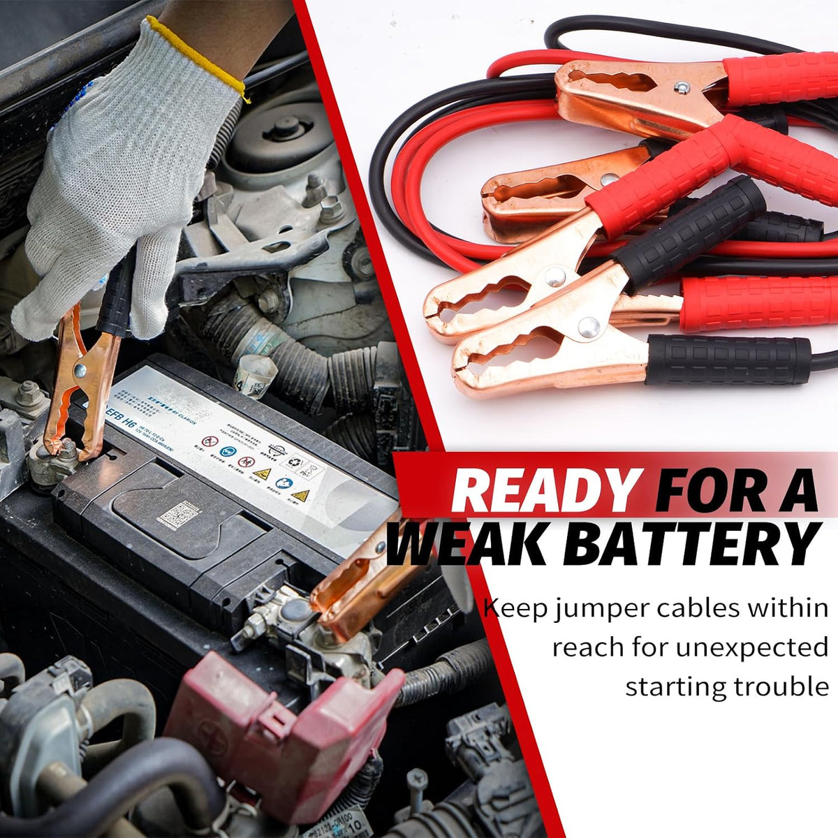 Car Emergency Kit with Jumper Cables, Gloves, Rainwear, Tire Gauge and Headlamp, Roadside Safety Kit for Vehicles with Reflective Vest and Safety Accessories