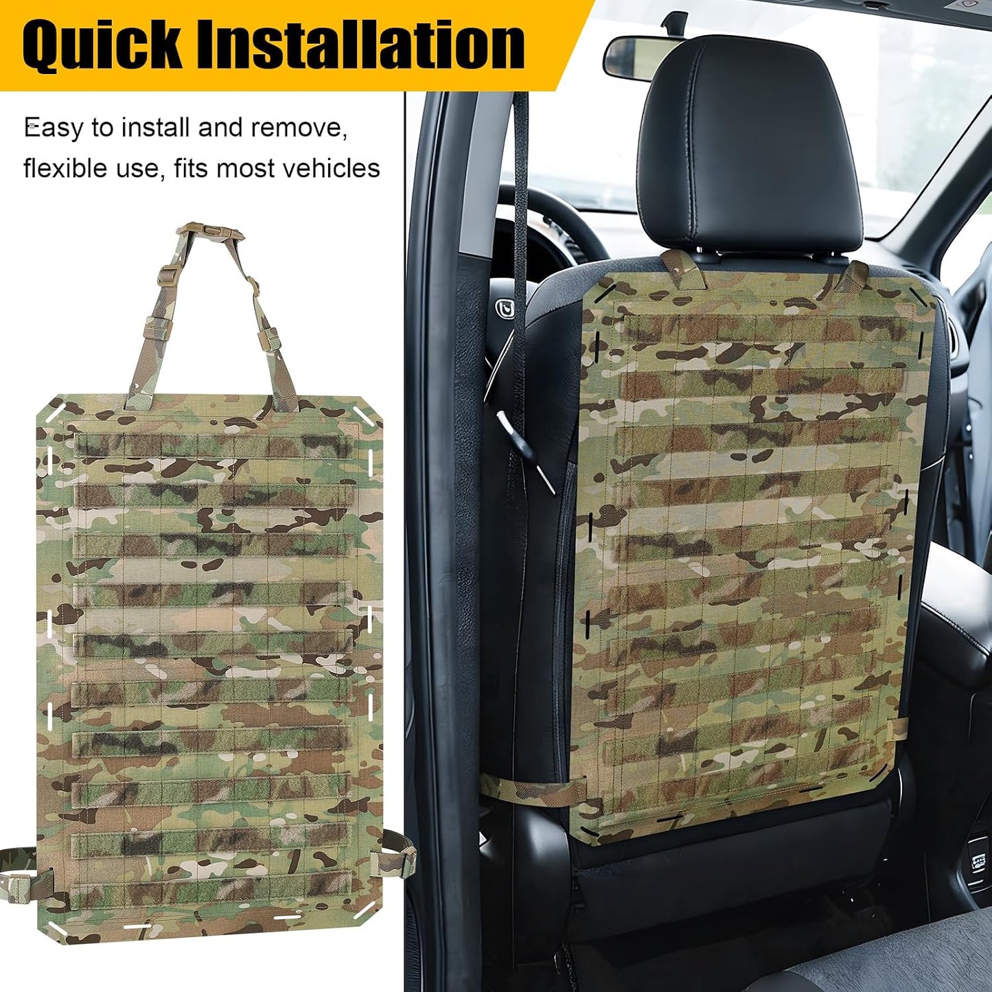 Molle Panels for Car Back Seat, Tactical Seat Back Organizer Covers for Vehicles Truck, Tactical Car Accessories Foldable for Universal Automotive (MC-Foldable)