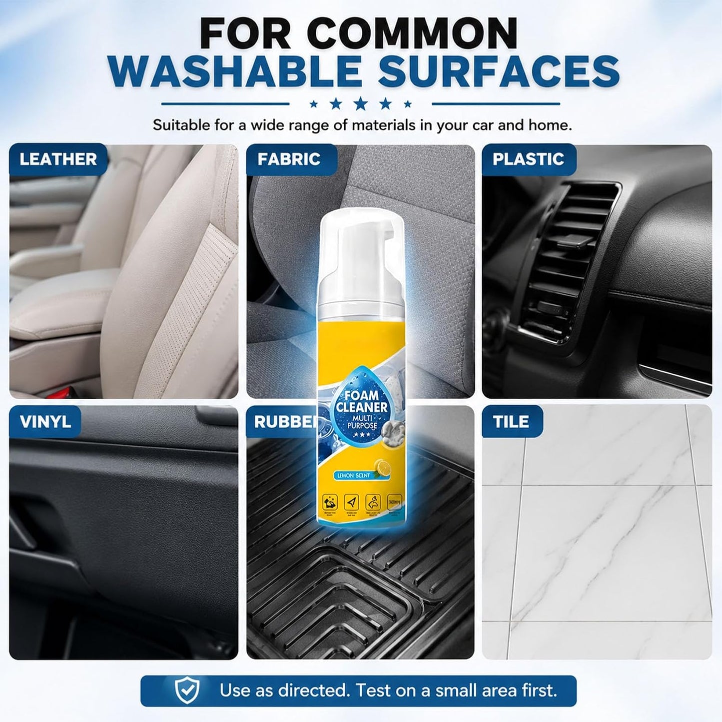 Lanenow Foam Cleaner All Purpose, Deep Cleaning Foam Cleaner for Car Interior, Dashboard, Seats, Kitchen, Bathroom Tile and Home Surfaces (1pcs)