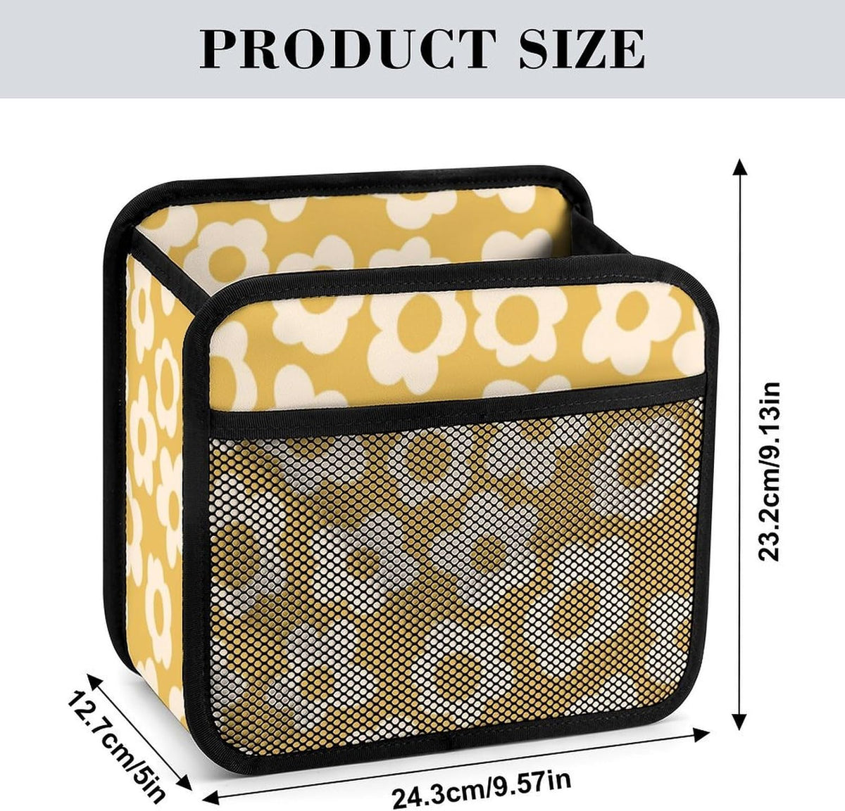 Car Backseat Organizer - Cute Aesthetic Car Storage Bin with Mesh Pocket & Reinforced Base - Universal Fit Hanging Seat Back Accessories for Women (Yellow)