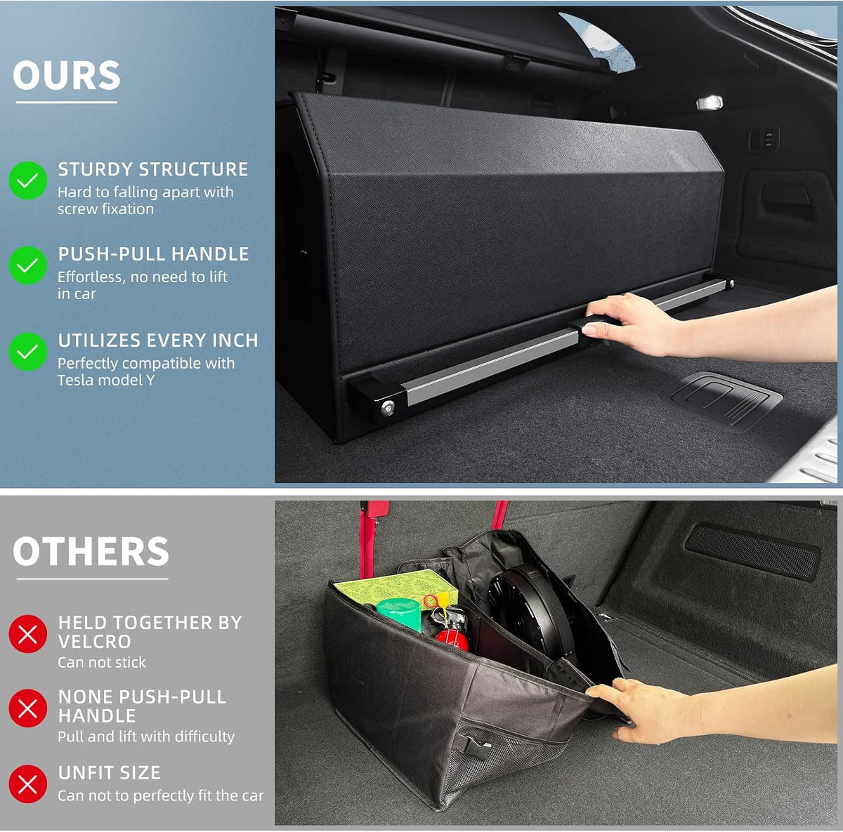 Trunk Organizer with Magnetic Lid, Leather Car Trunk Storage Organizer