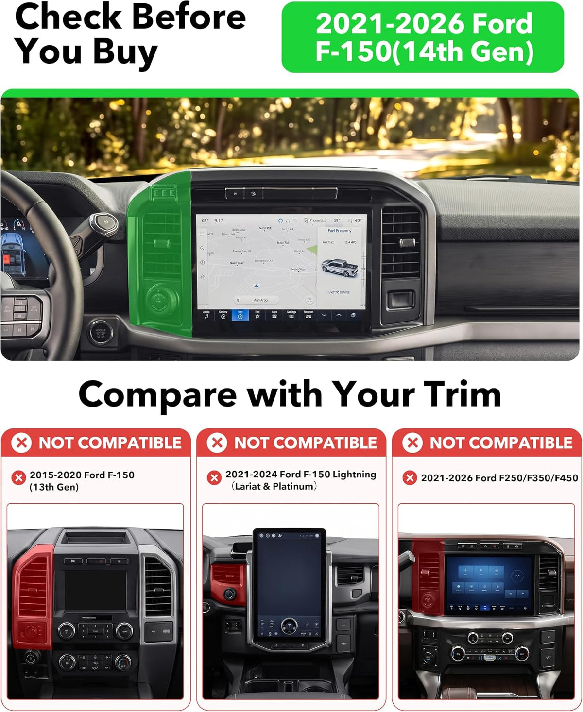 Wireless Car Charger for 2021-2026 Ford F150, 2025 Ford F-150 Accessories