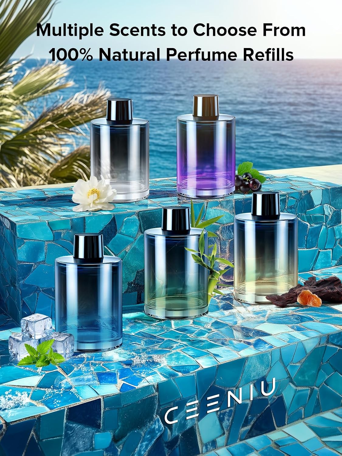 Ceeniu Smart Car Air Freshener, New Car Smell, Larger 135ml Capacity, Long-Lasting 6-Month Fragrance, Auto On/Off, Quiet Operation, Stylish Ambient Light, Premium Scent for Men, CF3 Pro Diffuser