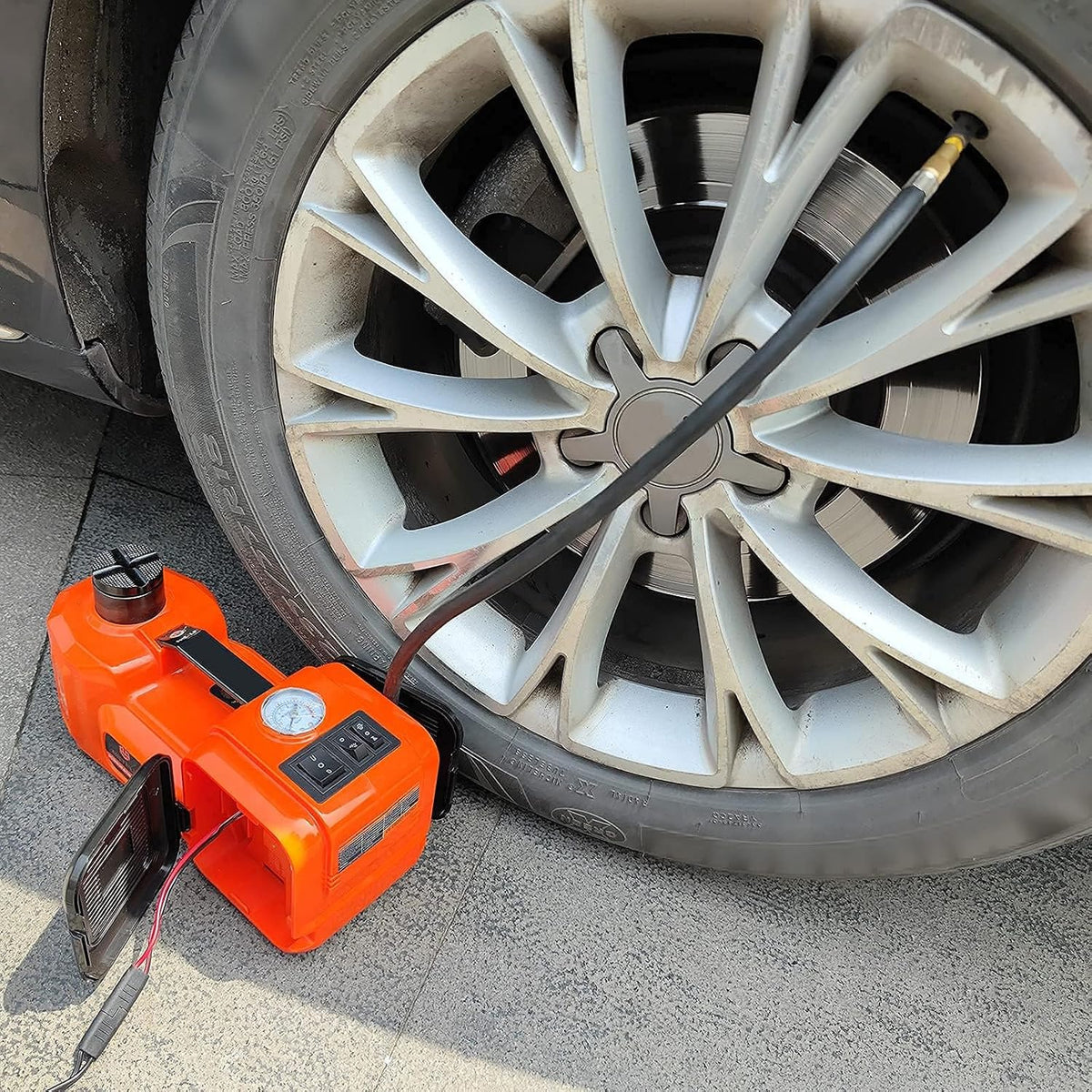 E-HEELP Electric Car Jack Kit 5 Ton 12V with Inflator, 6.1-17.7 in Lift