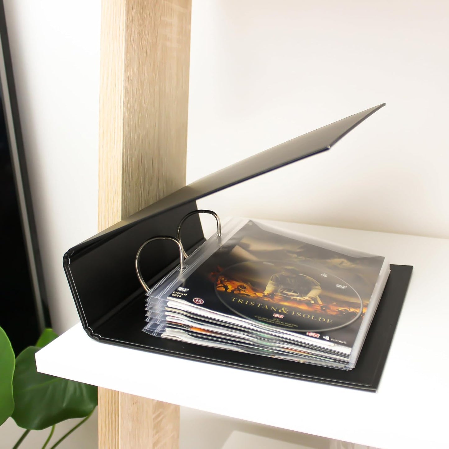 Tarifold 2-Ring Storage Binder for DVD and CD Sleeves, Holds 25 Sleeves, Durable Cardboard, Space-Saving Design, Made in Denmark, Black, Pack of 4