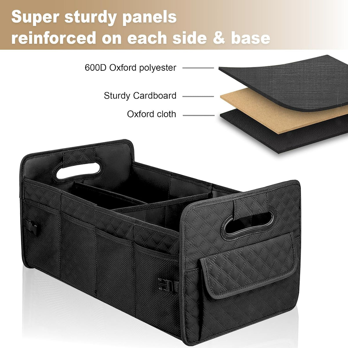 Car Trunk Organizer for SUV, Collapsible Car Storage Organizer Large Black