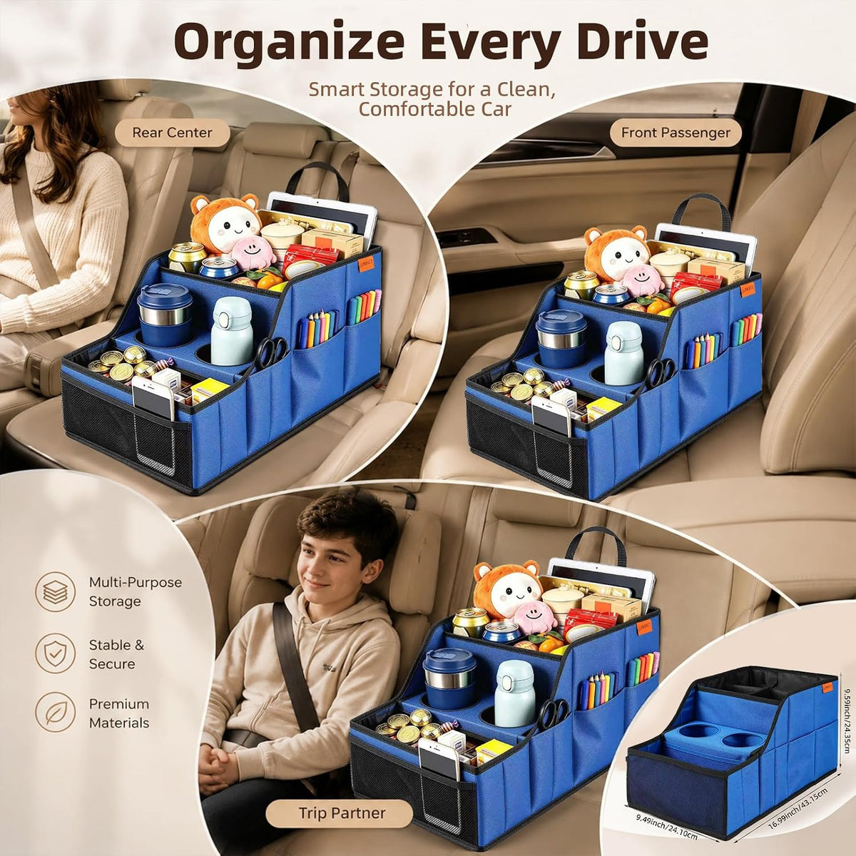 Car Seat Organizer Back Front Captains Seats Storage Travel
