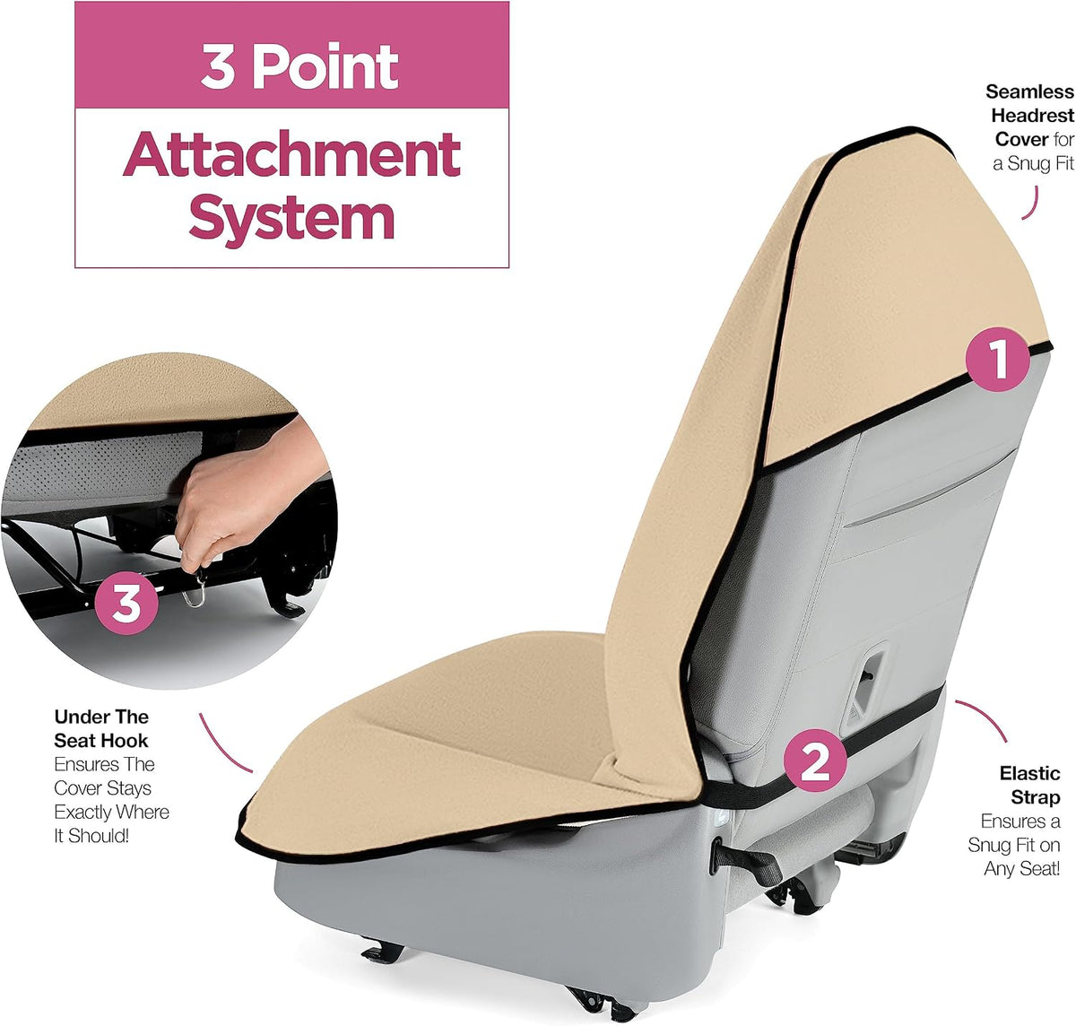 lebogner Waterproof Sweating Car Seat Cover for Post Gym Workout, Running, Swimming, Beach and Hiking, Universal Fit Anti-Slip Bucket Seat Protector for Cars, SUVs and Trucks, Machine Washable, Beige